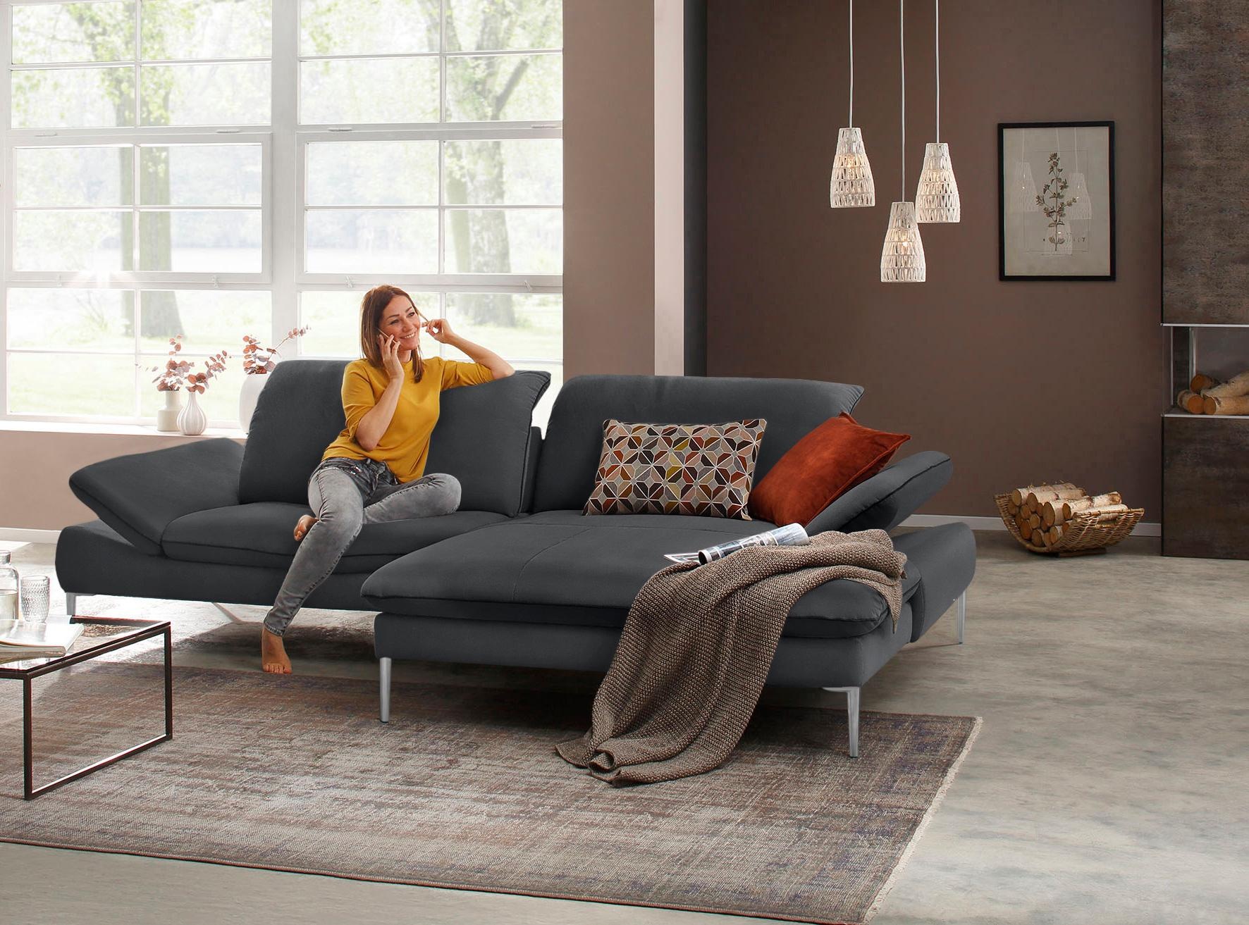 W.SCHILLIG Ecksofa »enjoy&MORE, Designsofa, elegant und bequem, L-Form«, mit Sitztiefenverstellung, Füße Chrom glänzend, Breite 294 cm