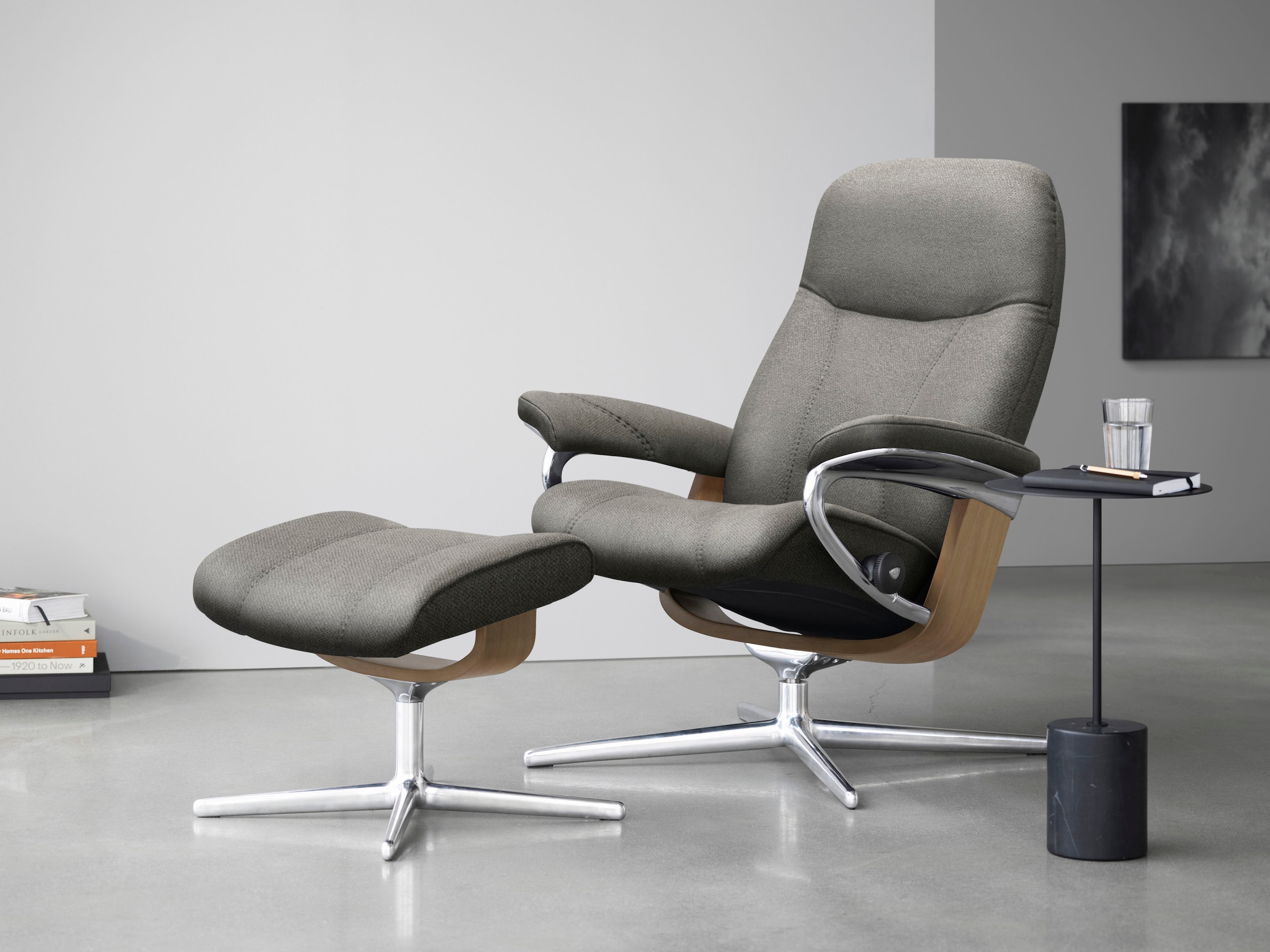 Stressless Fußhocker "Consul", mit Cross Base, Größe S, M & L, Holzakzent Eiche