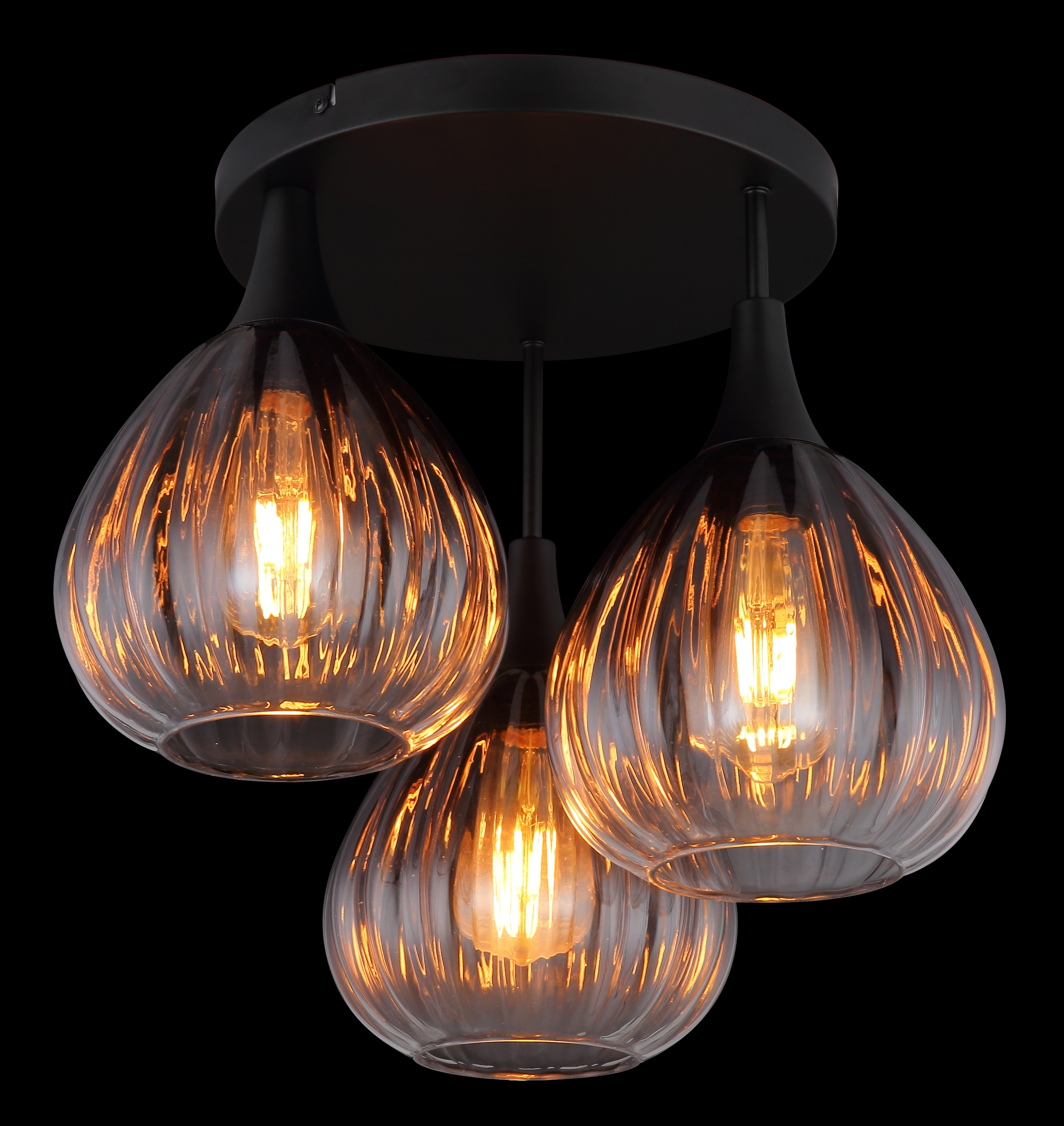 GLOBO LIGHTING Deckenleuchte »OLSEN«, Leuchtmittel E27 | ohne Leuchtmittel, Deckenlampe/Glas rauchfarben/klar verlaufend/Wohnzimmer
