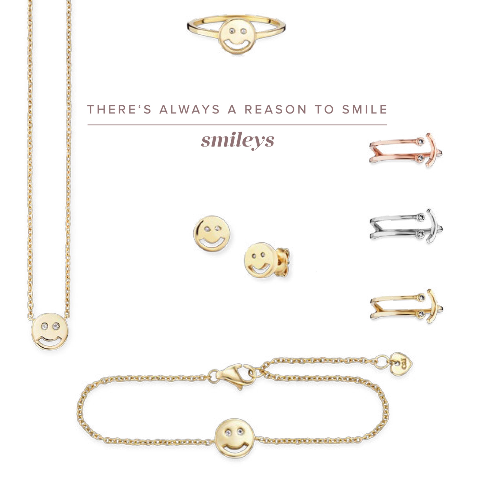 CAÏ Fingerring »925 Sterling Silber vergoldet Smile«