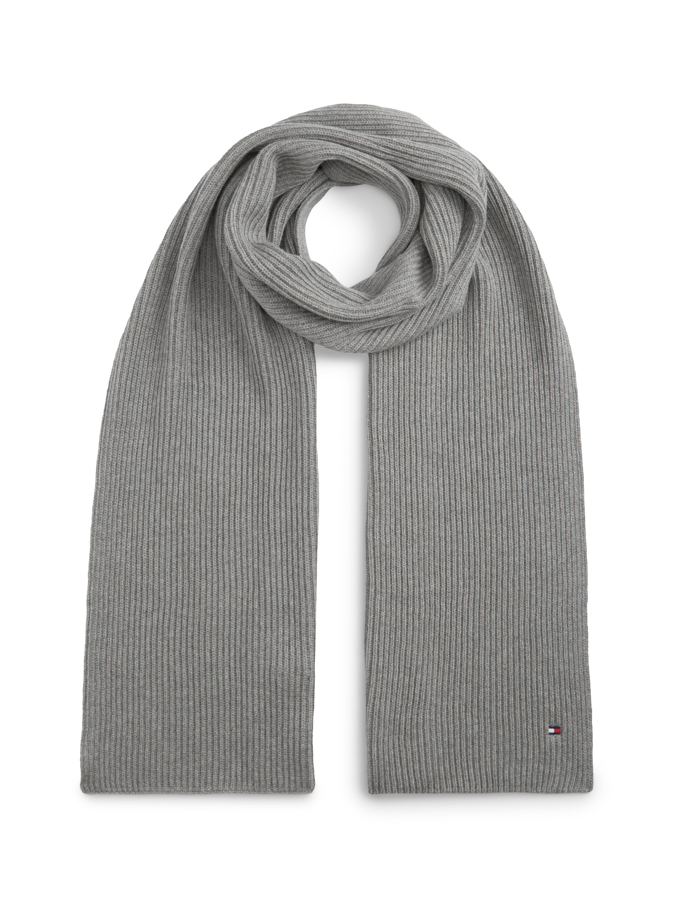 Tommy Hilfiger Strickschal "TH FLAG PIMA COTTON CASH SCARF" mit Logostickerei, mit Kaschmiranteil Unisex