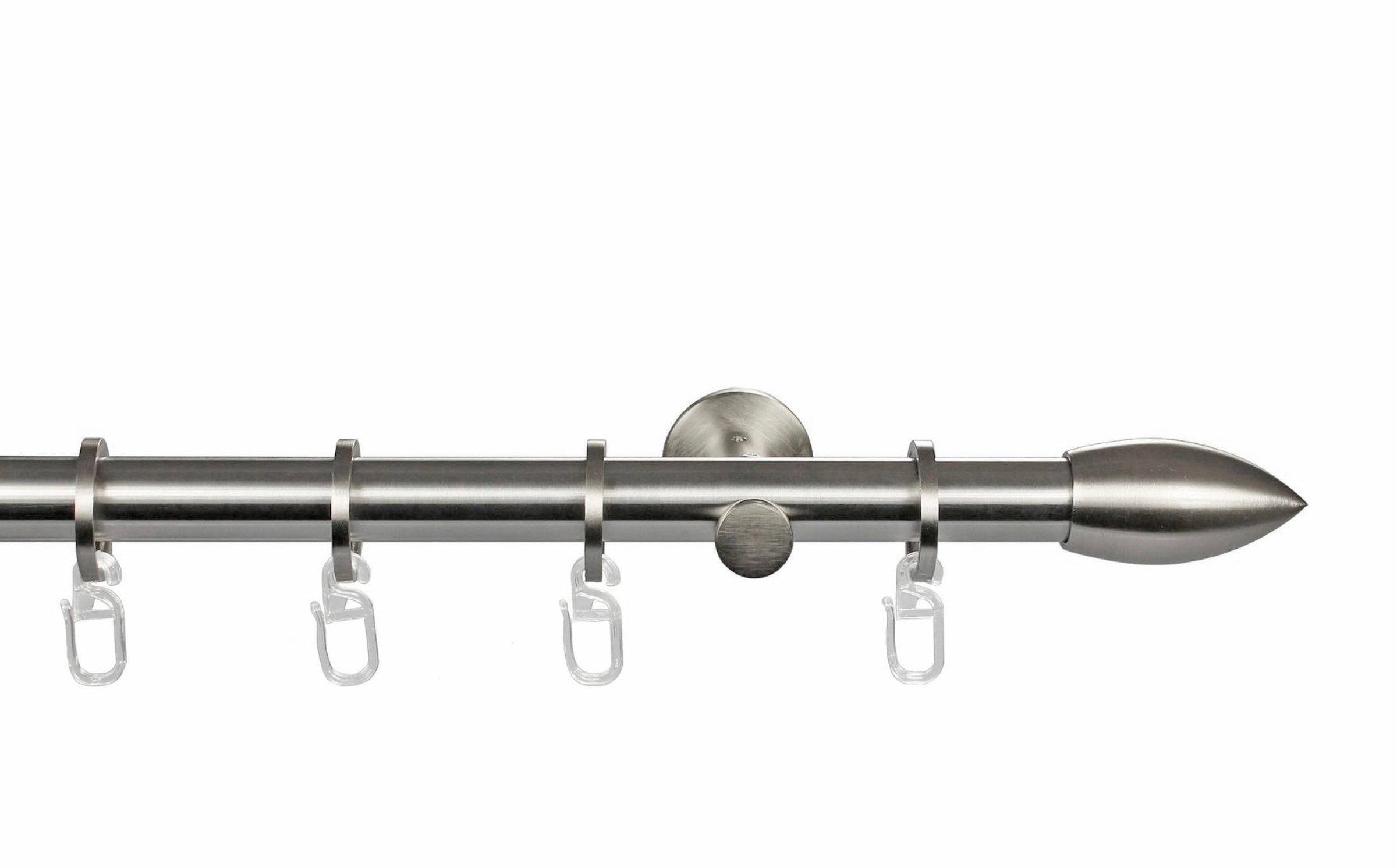 GARESA Gardinenstange "CARTOUCHE" 1 läufig-läufig Wunschmaßlänge Vorhanggarnitur, verlängerbar, Wandmontage, edelstahl optik