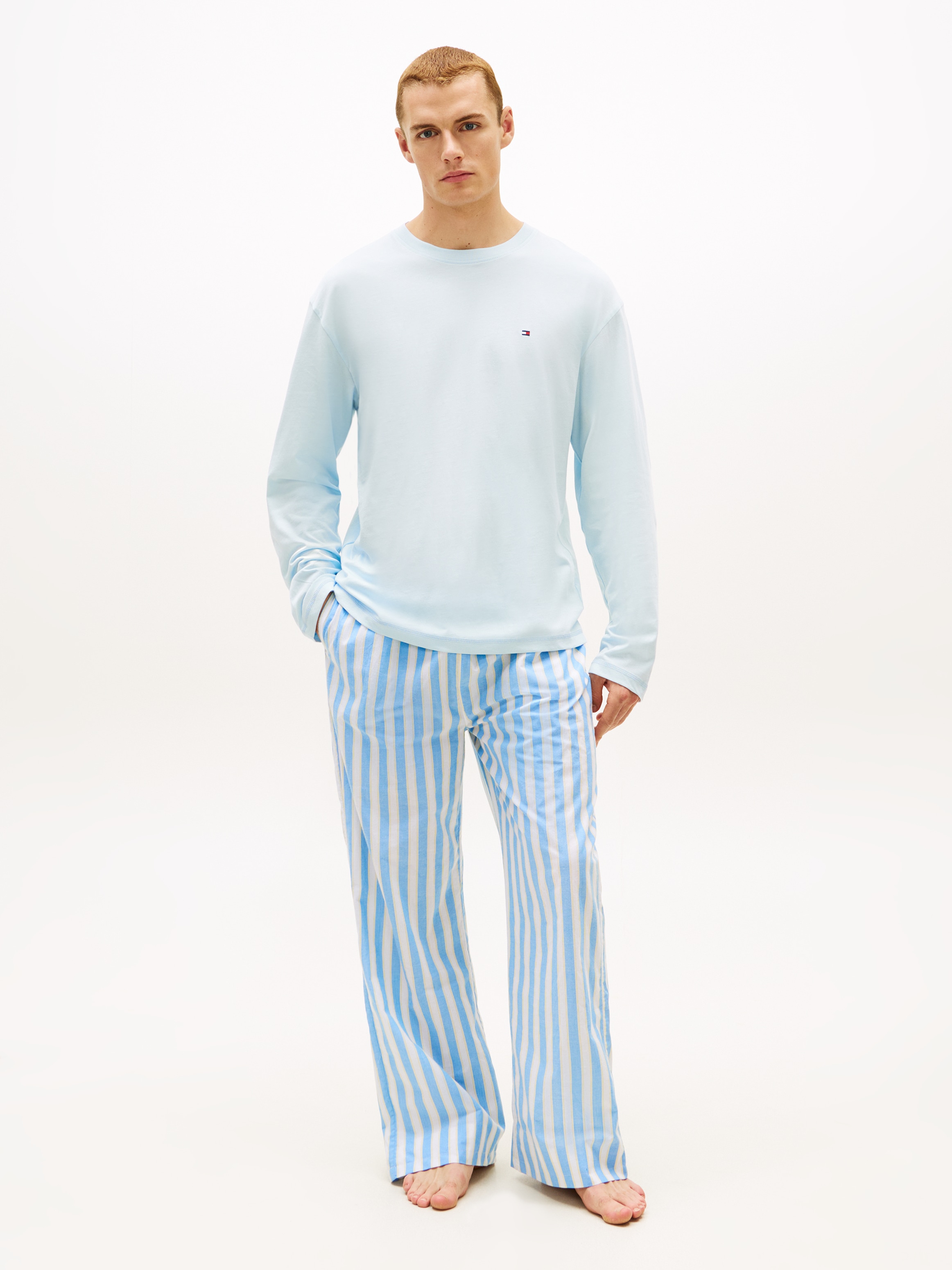 Tommy Hilfiger Underwear Pyjama "LS WOVEN Pyjama SET PRINT" 2 mit Rundhals, Hose kariert, mit elastischem Bund