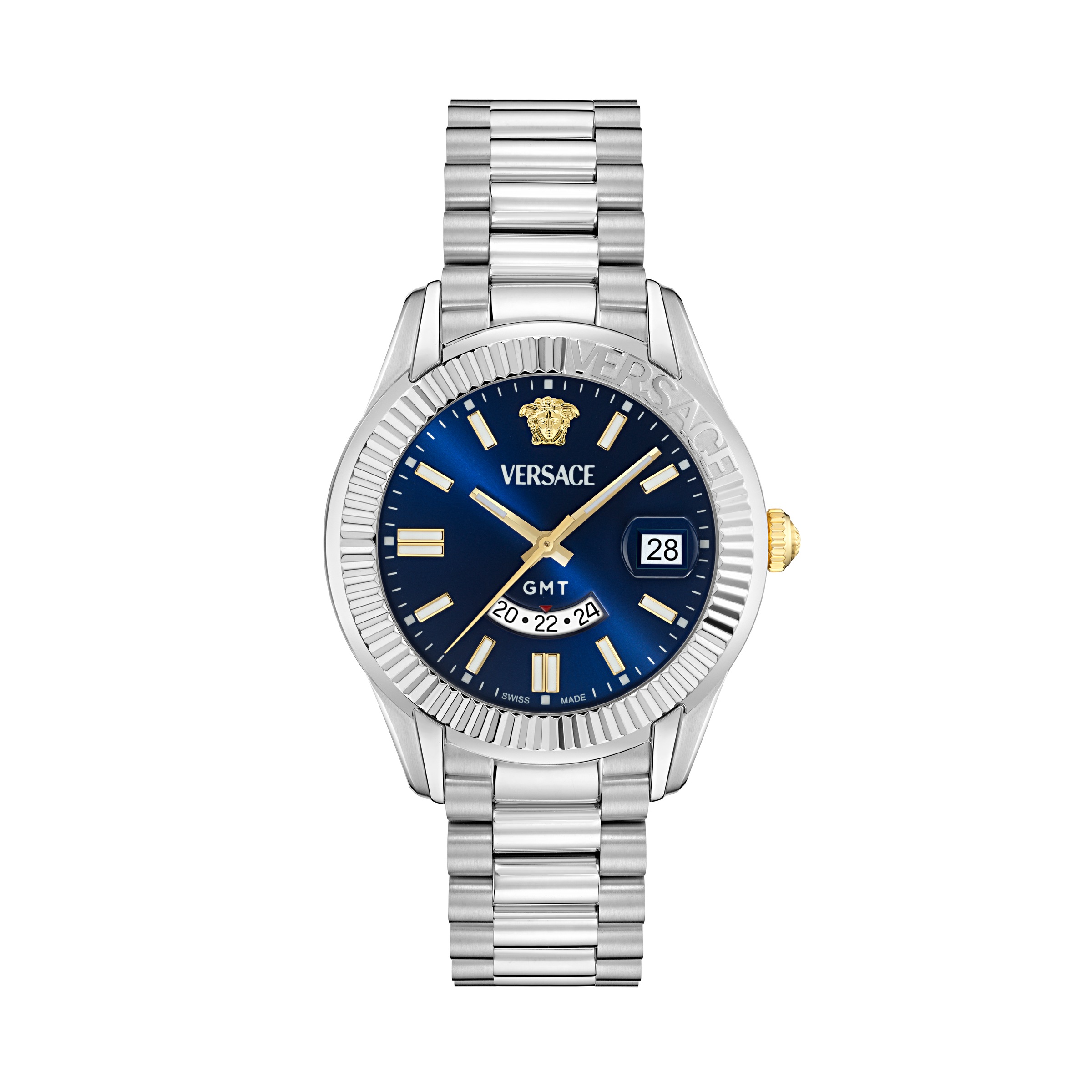 Versace Quarzuhr »APODIS« Armbanduhr, Herrenuhr, Swiss Made, Edelstahlarmband, analog, GMT