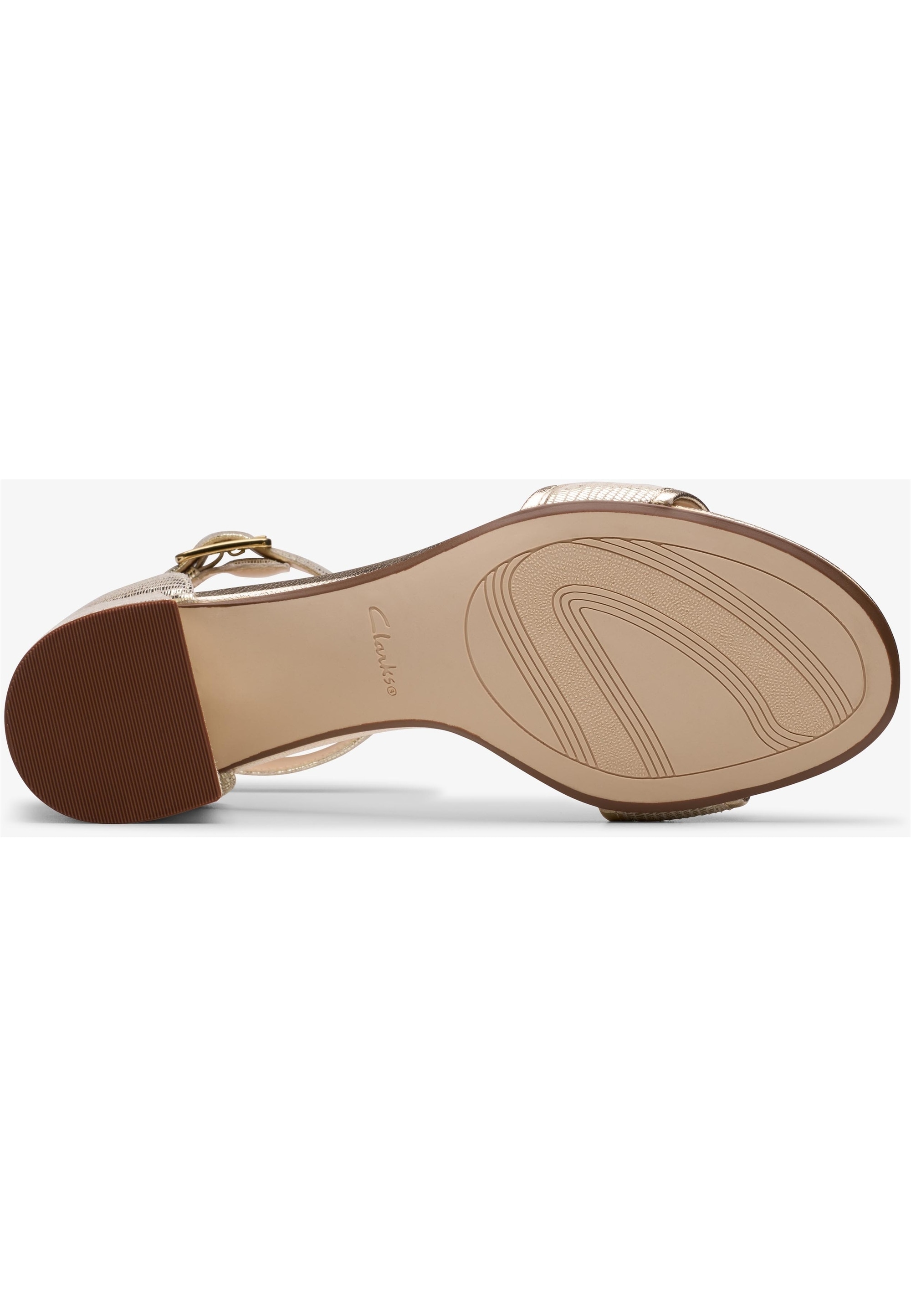 Clarks Sandale »Ezoria Mae«, mit Metallic-Look und hohem Komfort
