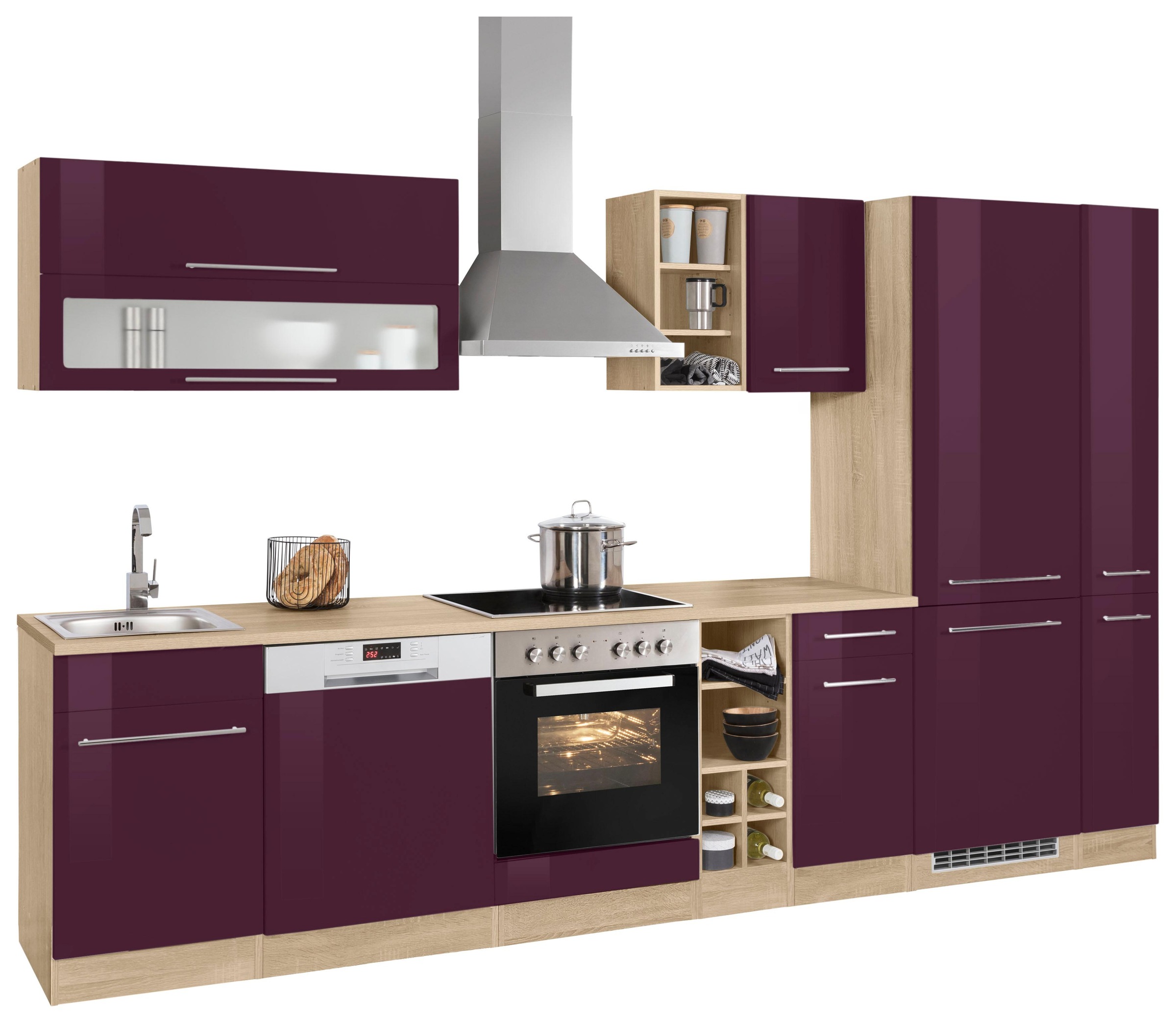 KOCHSTATION Küchenzeile »KS-Eton«, mit E-Geräten, Breite 330 cm