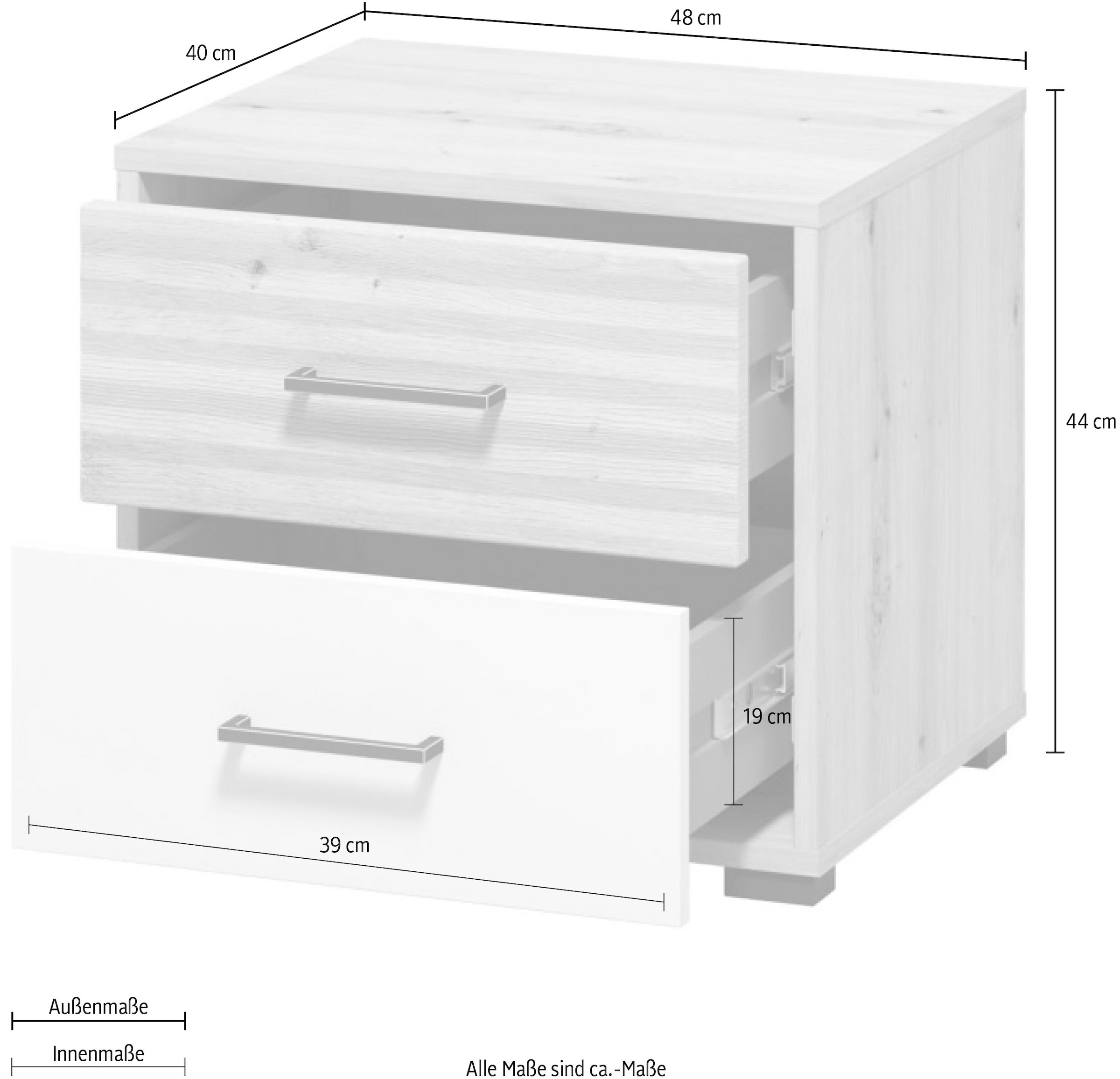 INOSIGN Nachtkommode »Modena Nachtschrank Nachttisch mit 2 oder 3 Schubladen«, FSC®-Zerifiziert Trendfarbe cashmere, ideal für kleine Räume