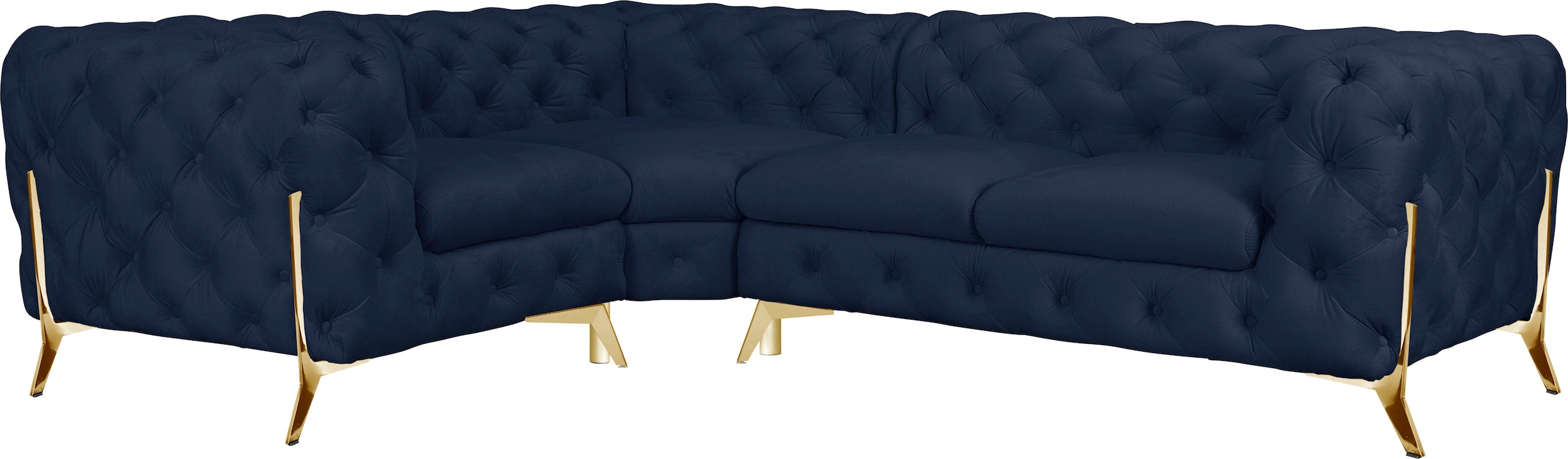 Leonique Chesterfield-Sofa "Amaury L-Form", moderne Chersterfield-Optik, Breite 262 cm, Fußfarbe wählbar