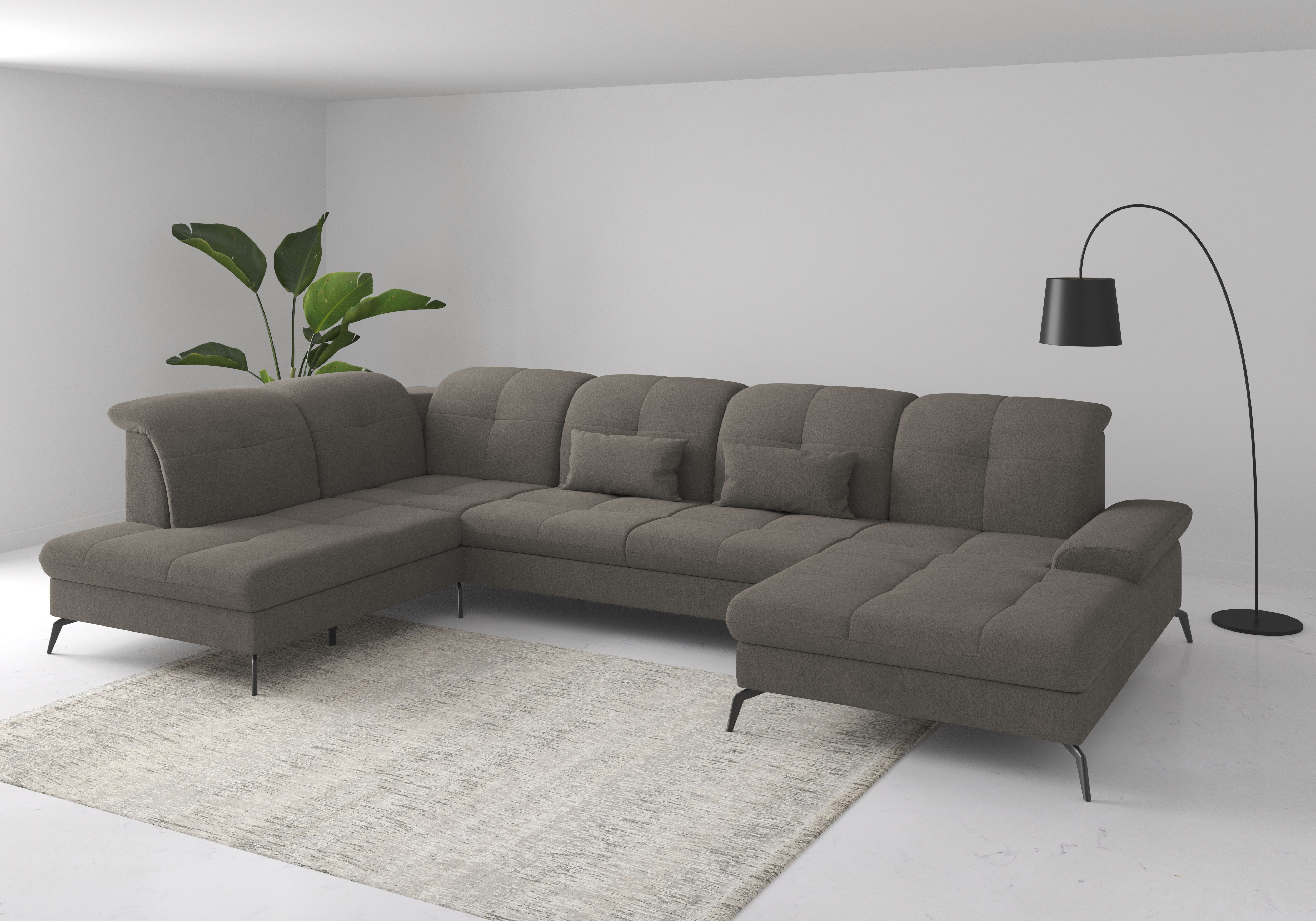 sit&more Wohnlandschaft "Amica, U-Form, inkl. Sitztiefenverstellung und Armteilverstellung" wahlweise mit Kopfteilverstellung, Schlaffunktion und Bettkasten