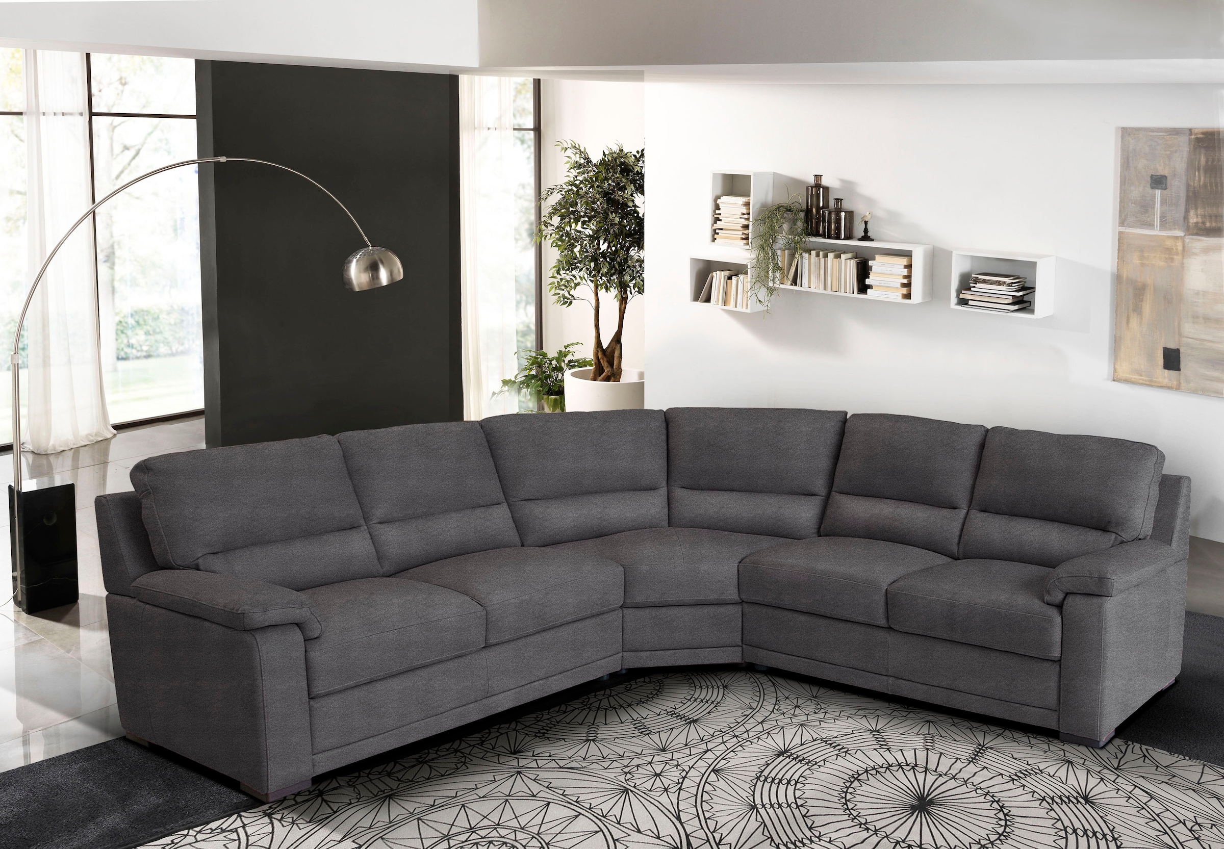 Egoitaliano Ecksofa "Doris, modernes Designerecksofa in hochwertigen Microfaserqualitäten" edle Detailverarbeitung, wahlweise fleckenabweisend oder in Lederoptik