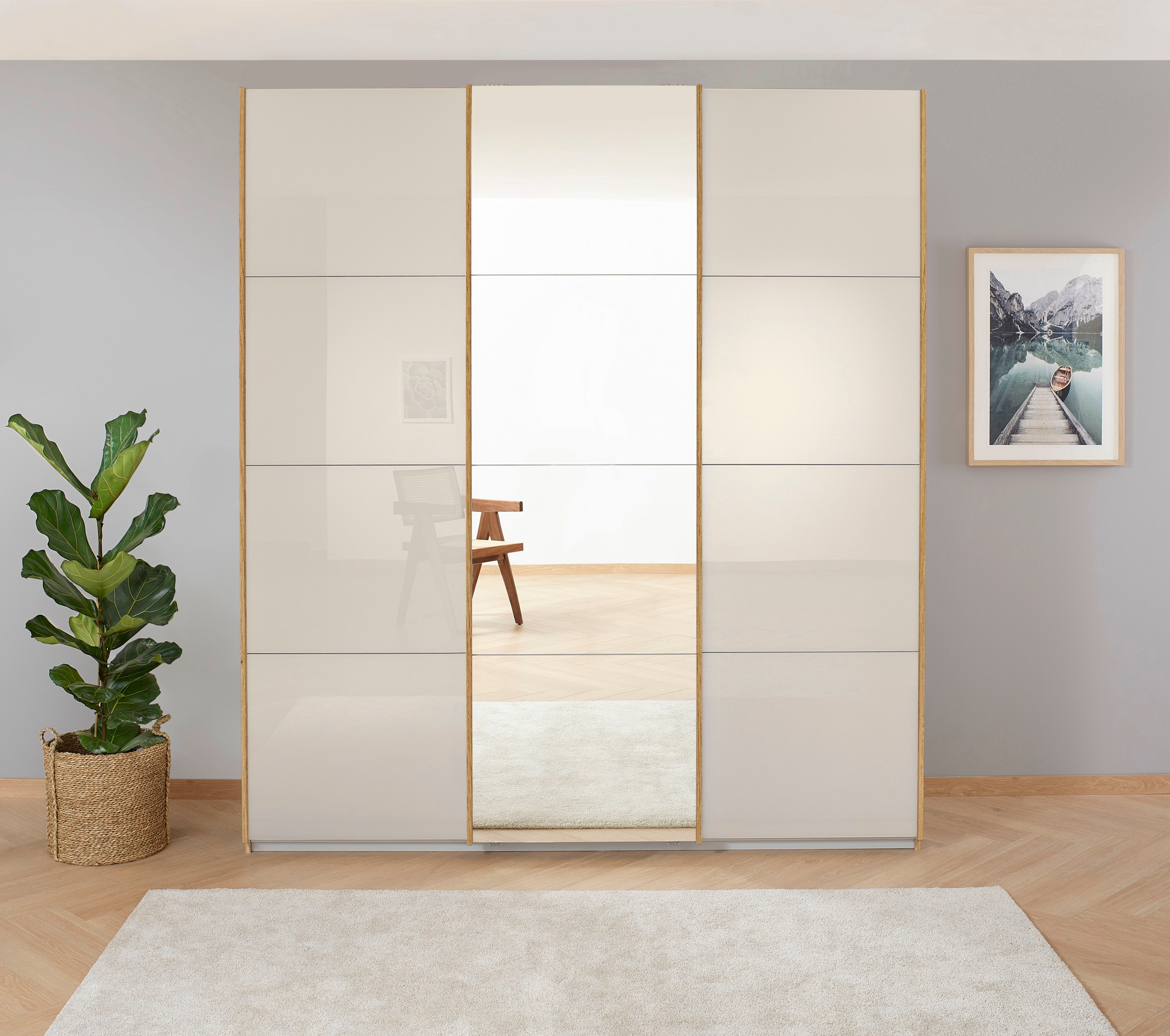OTTO home Kleiderschrank "Mehrzweckschrank Aktenschrank Möbel Mietswohnung Schlafzimmer KOLUNA" 3 Ausstattungen BASIC/CLASSIC/PREMIUM (inkl. SOFT-CLOSE-FUNKTION), Breiten 203/271/315/360 cm Höhen 210/229 Glas-Front MADE IN GERMANY