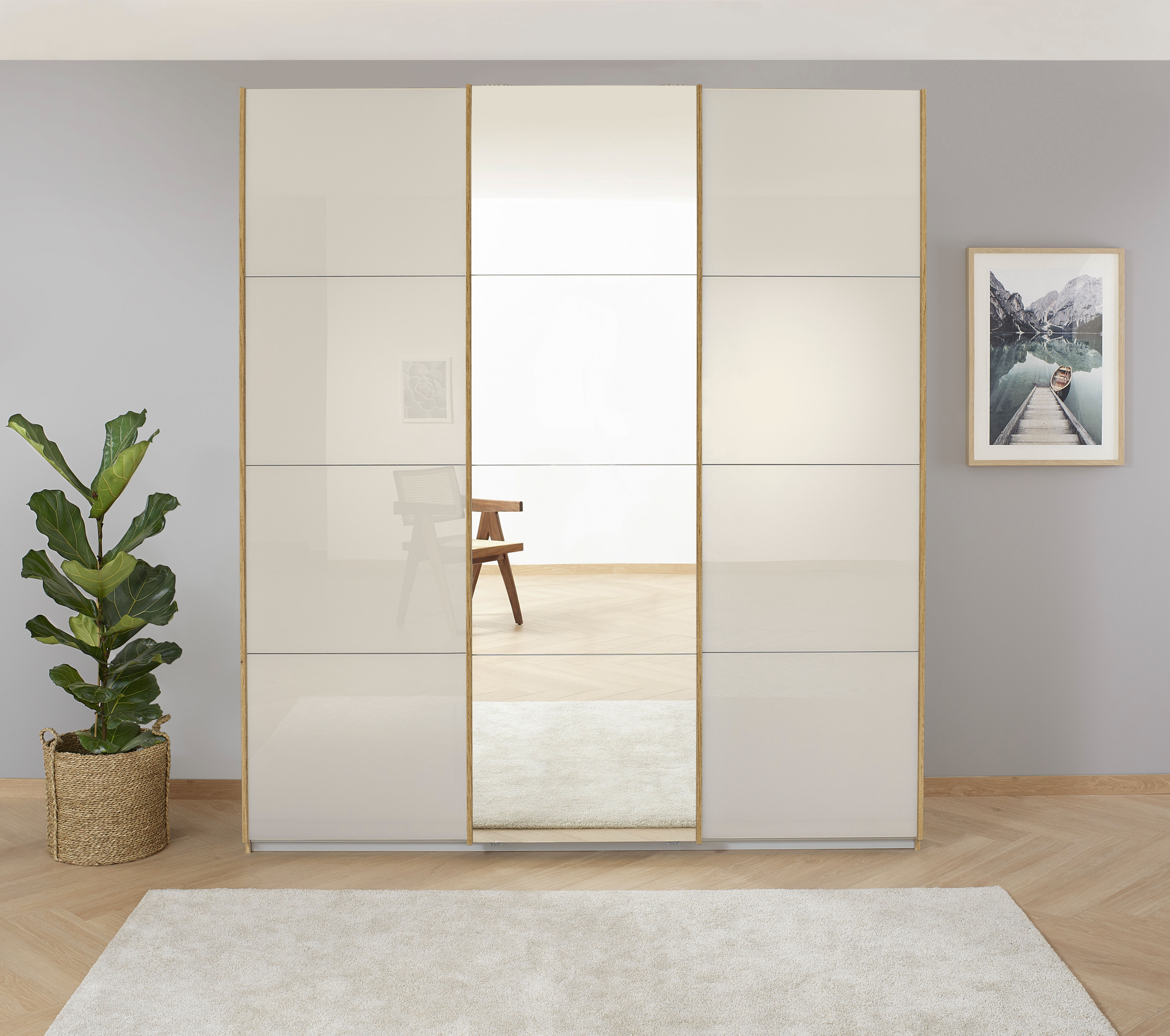 OTTO home "Mehrzweckschrank Aktenschrank Möbel Mietswohnung Schlafzimmer KOLUNA" 3 Ausstattungen BASIC/CLASSIC/PREMIUM (inkl. SOFT-CLOSE-FUNKTION), Breiten 203/271/315/360 cm Höhen 210/229 Glas-Front MADE IN GERMANY