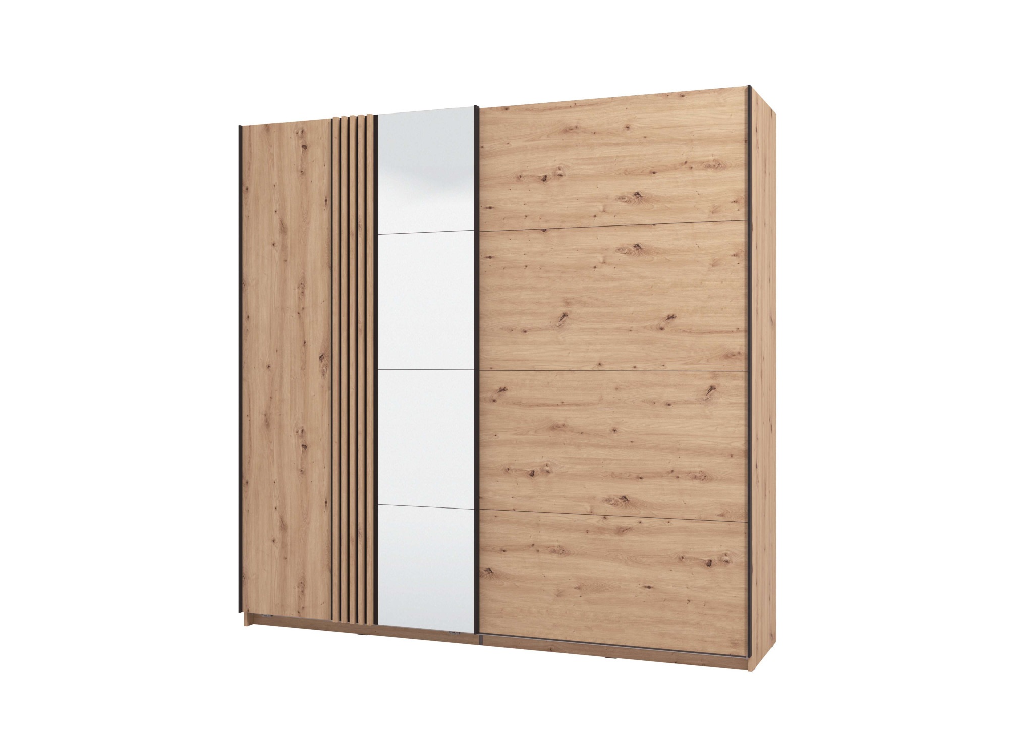 Home affaire Schwebetürenschrank "Ascalon, mit Spiegel und Lamellen 3D, FSC-zertifiziert, Made in Europe" 220x61x217,5cm, 3 verschiedene Innenaussattungen-individuell wählbar