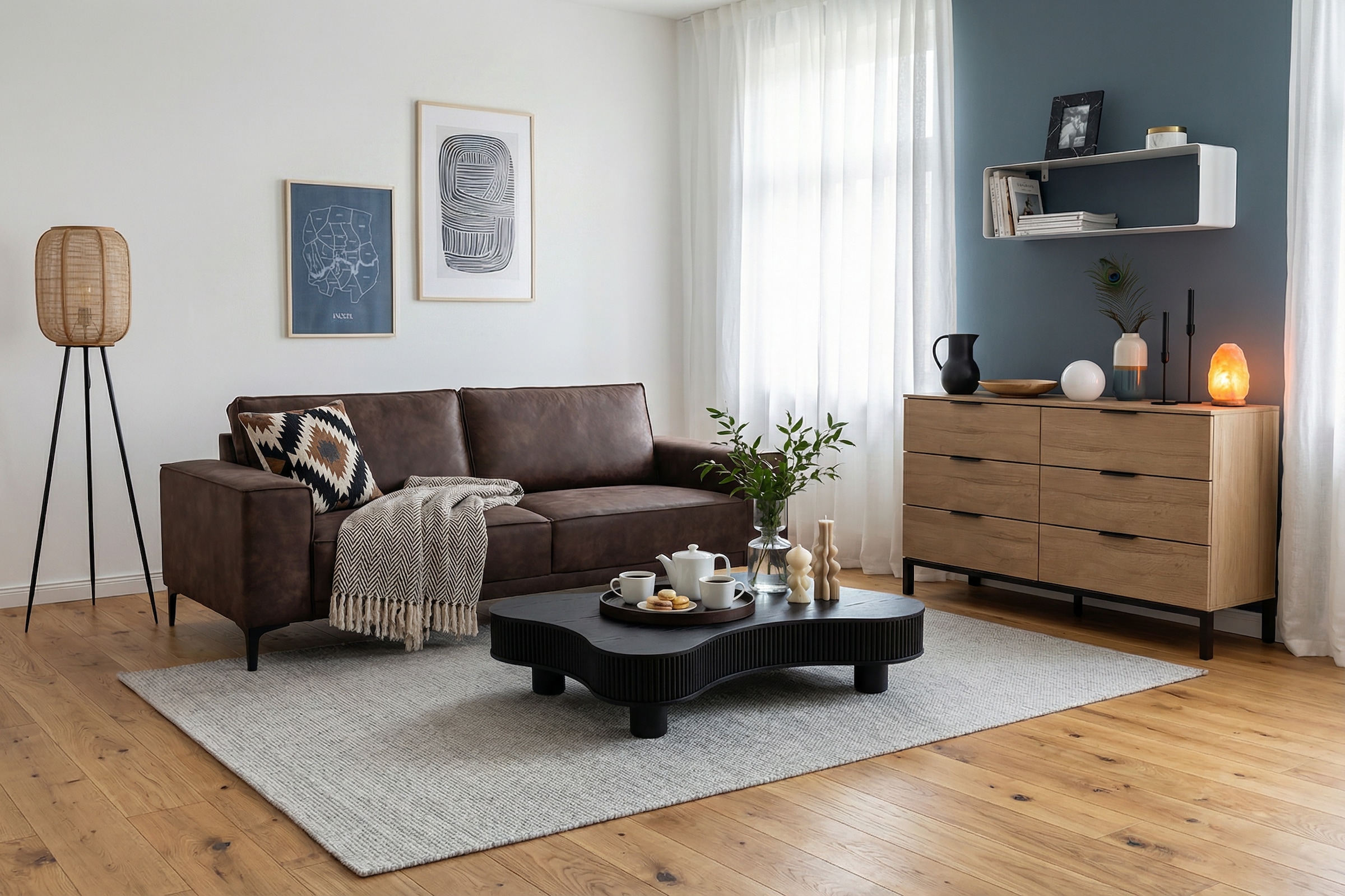 OTTO home 3-Sitzer »OLAND Luxus-Microfaser, Sofa, B: 224 cm, Skandi-Design« Struktur, Flachgewebe, Luxus-Microfaser, Boucle