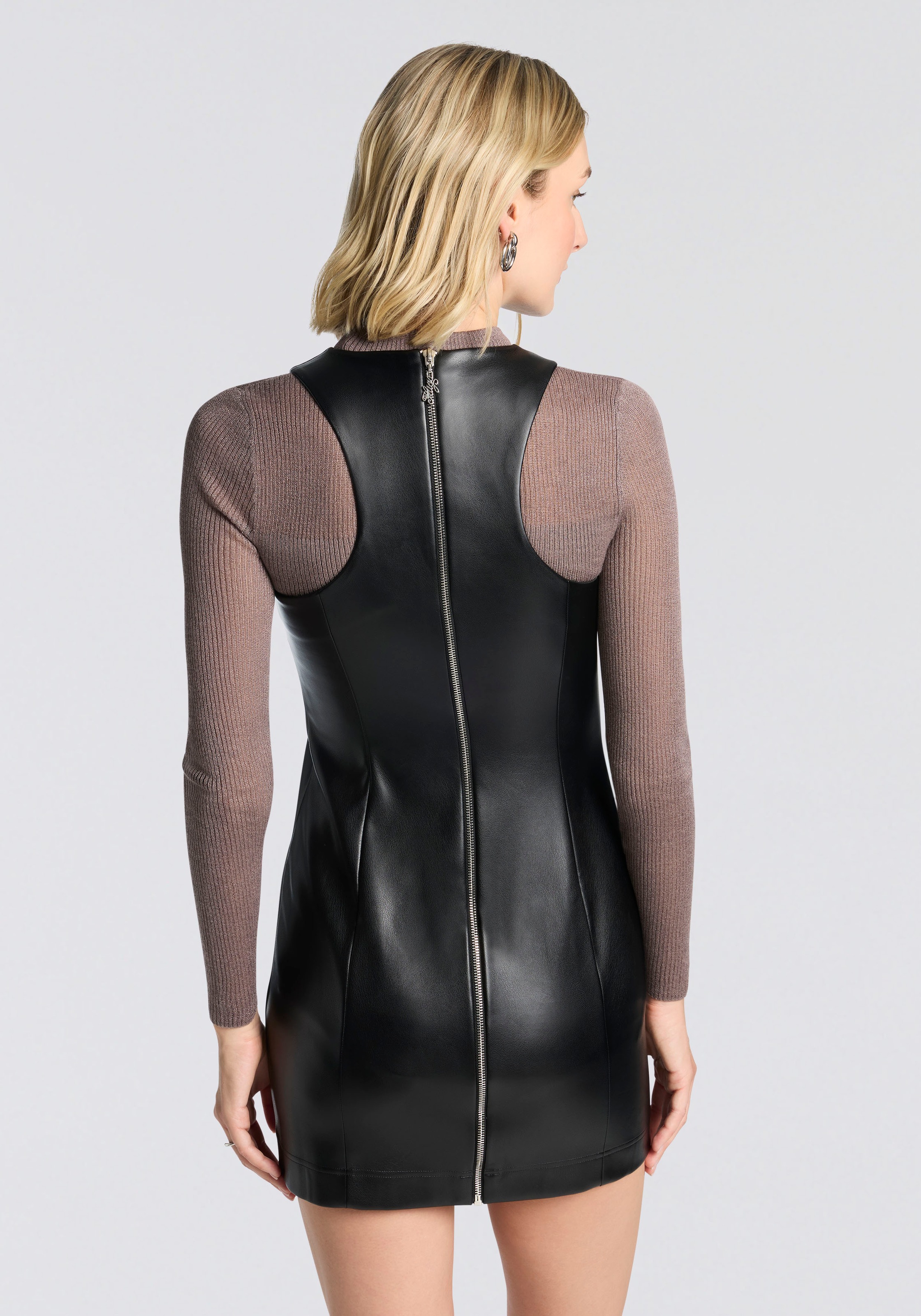HUGO Blue Minikleid "Koeklus", tailliert, Lederoptik günstig online kaufen