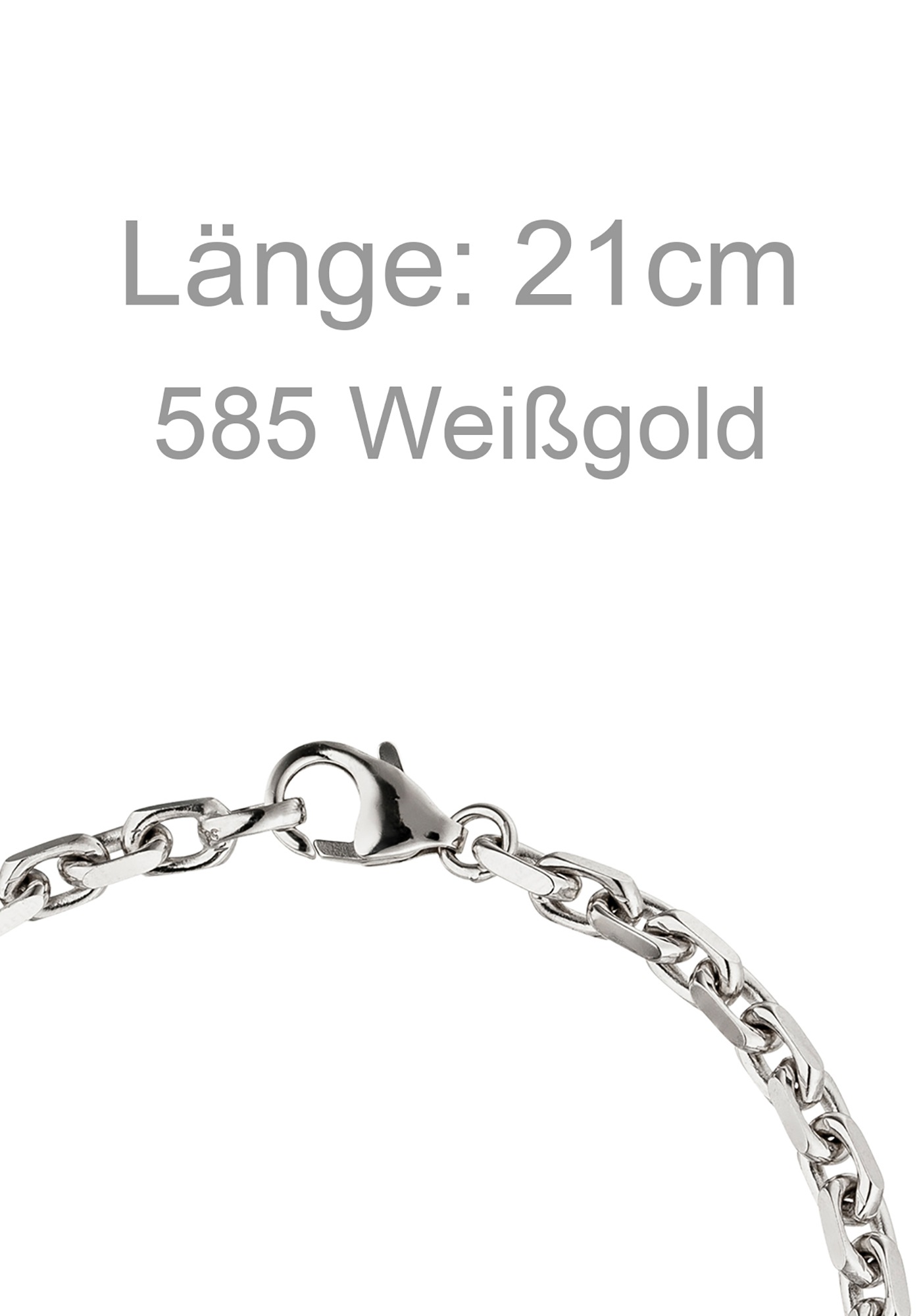 JOBO Goldarmband Ankerarmband 585 Weißgold diamantiert 21 cm