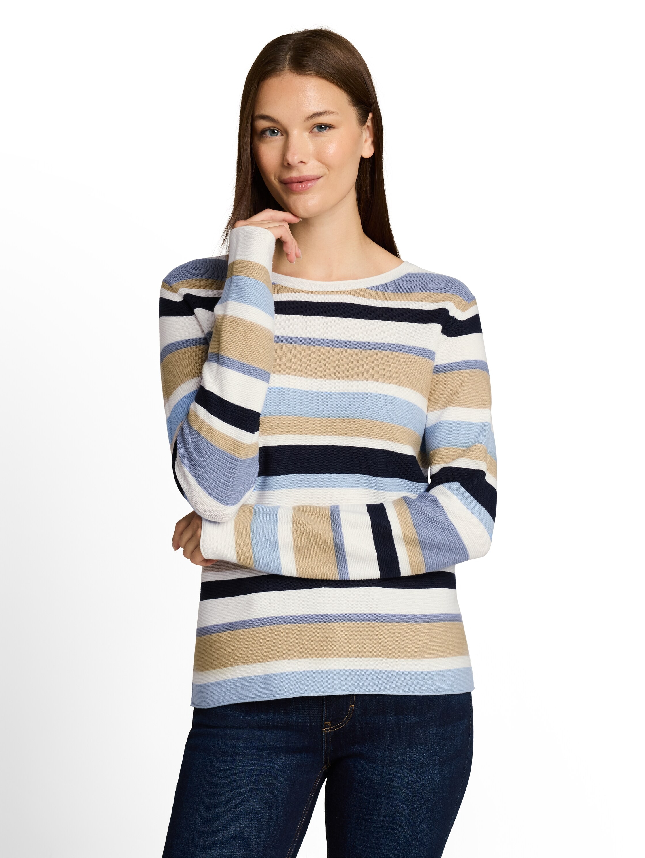 TOM TAILOR Strickpullover "Regular" mit Rundhals und Rollkanten