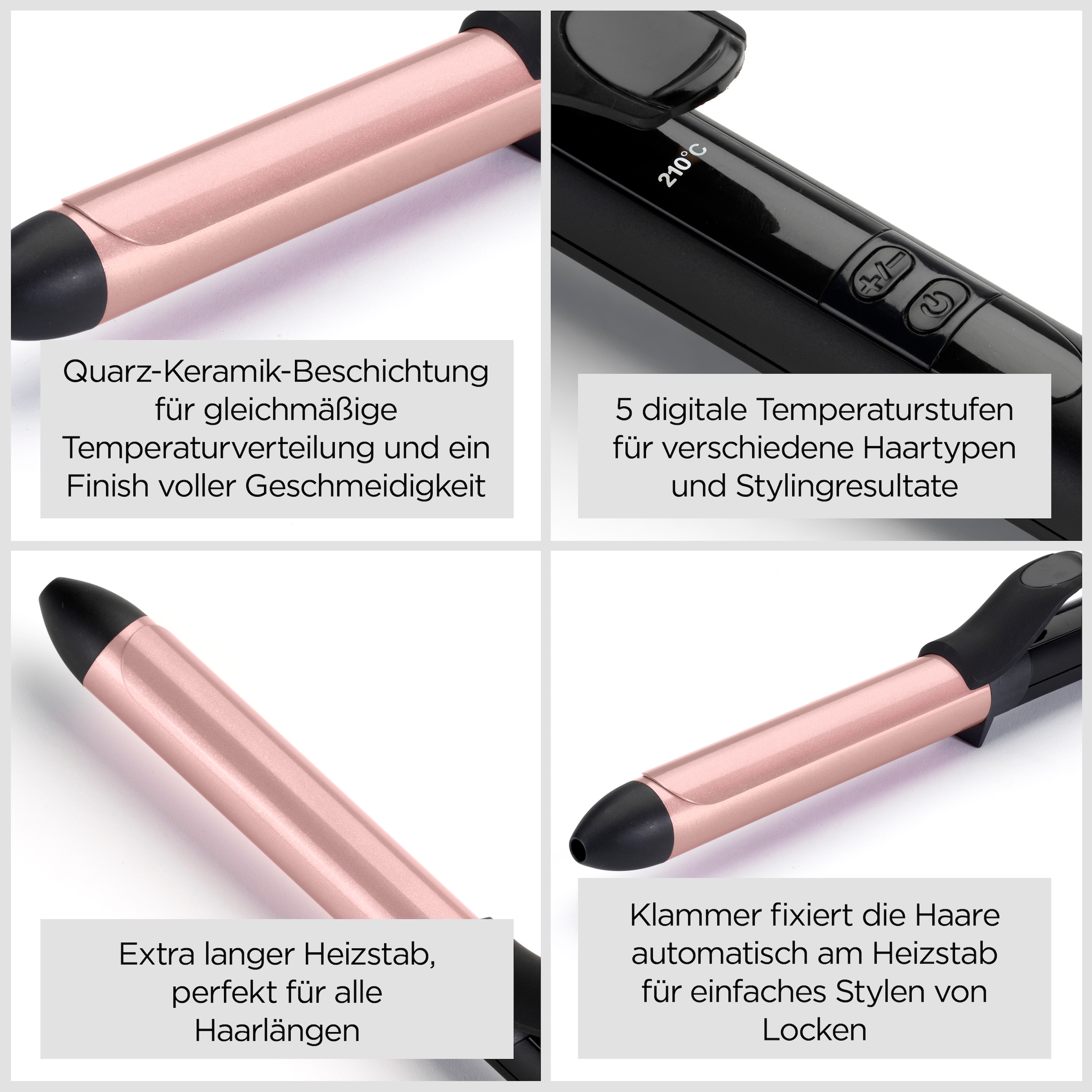 BaByliss Lockenstab »25mm Lockenstab mit Klammer für definierte Locken, C451E« Quarz-Keramikbeschichtung, 6 Temperaturstufen, für alle Haartypen