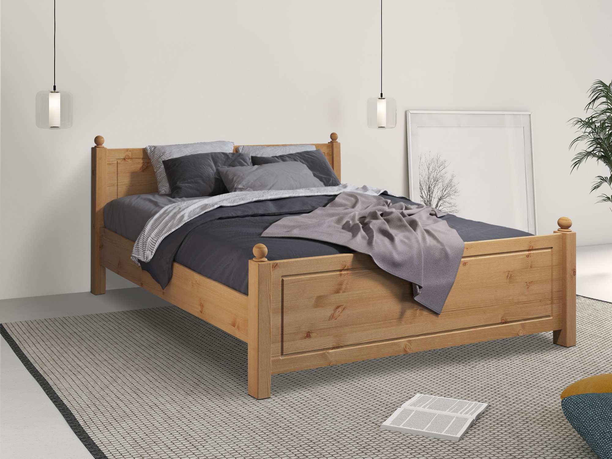 Home affaire Massivholzbett »Mila, hohe Belastbarkeit Jugendbett,! FSC® zertifiziertes Massivholz«, (Breite/Belastbarkeit 180cm/220 KG, 140cm/180 KG, 90cm/=120 KG), aus massiver Kiefer, inklusive Lattenrost
