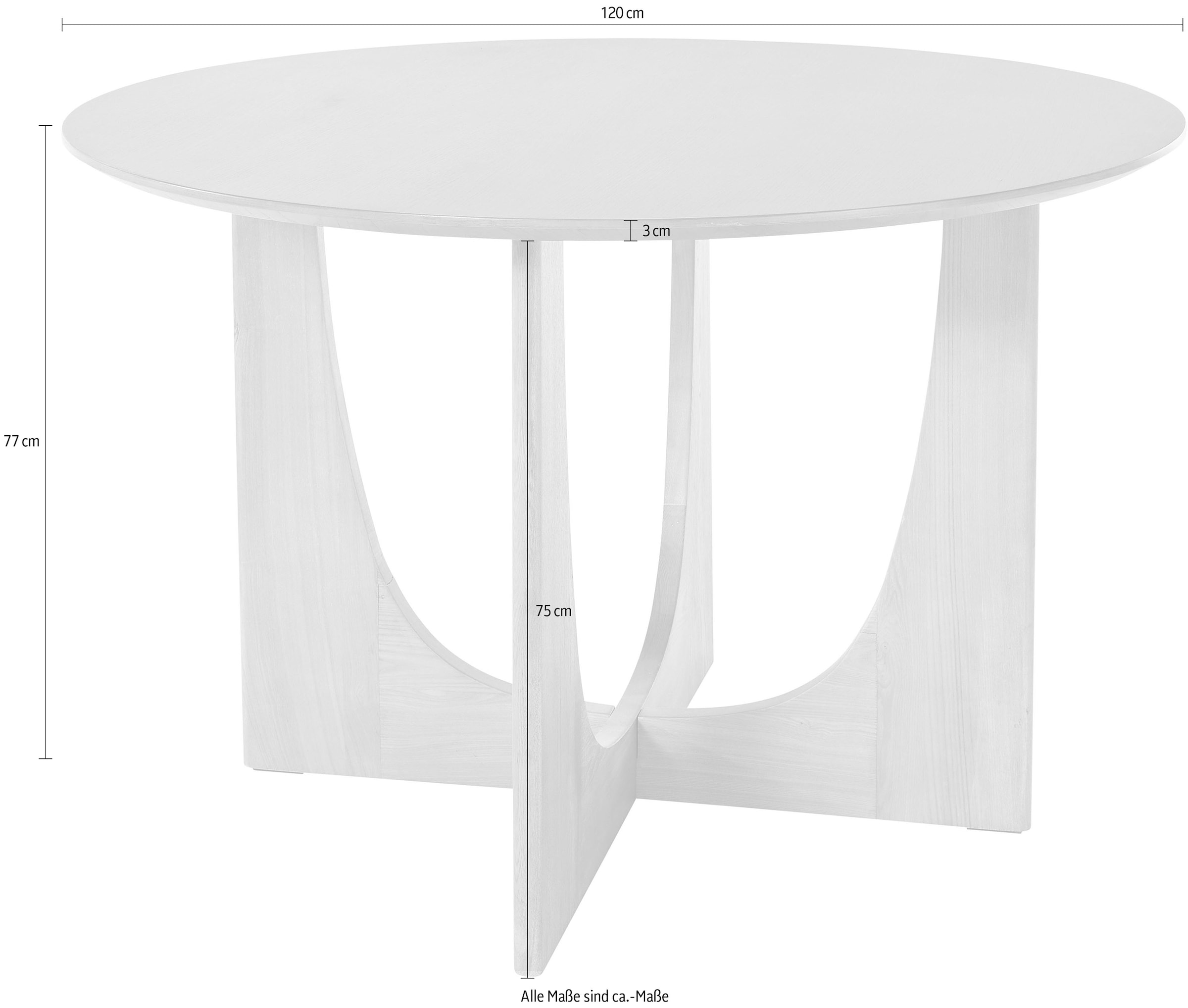 LeGer Home by Lena Gercke Esstisch »Zirella« massives Eschenholz, markantes Kreuzfuß-Design, Breite 120 cm