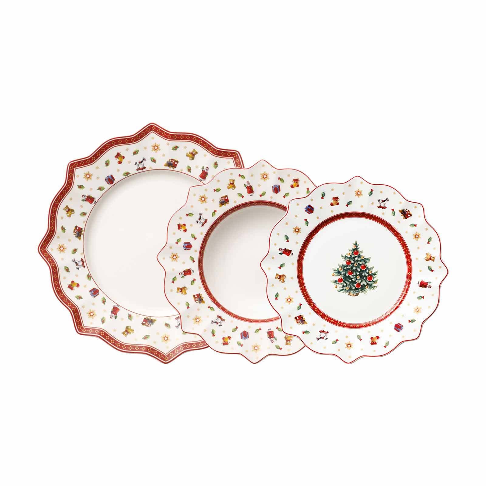 VILLEROY & BOCH Geschirr-Set "Teller-Set Toy's Delight weiß-rot", 12 tlg., bunt, Geschirr-Sets