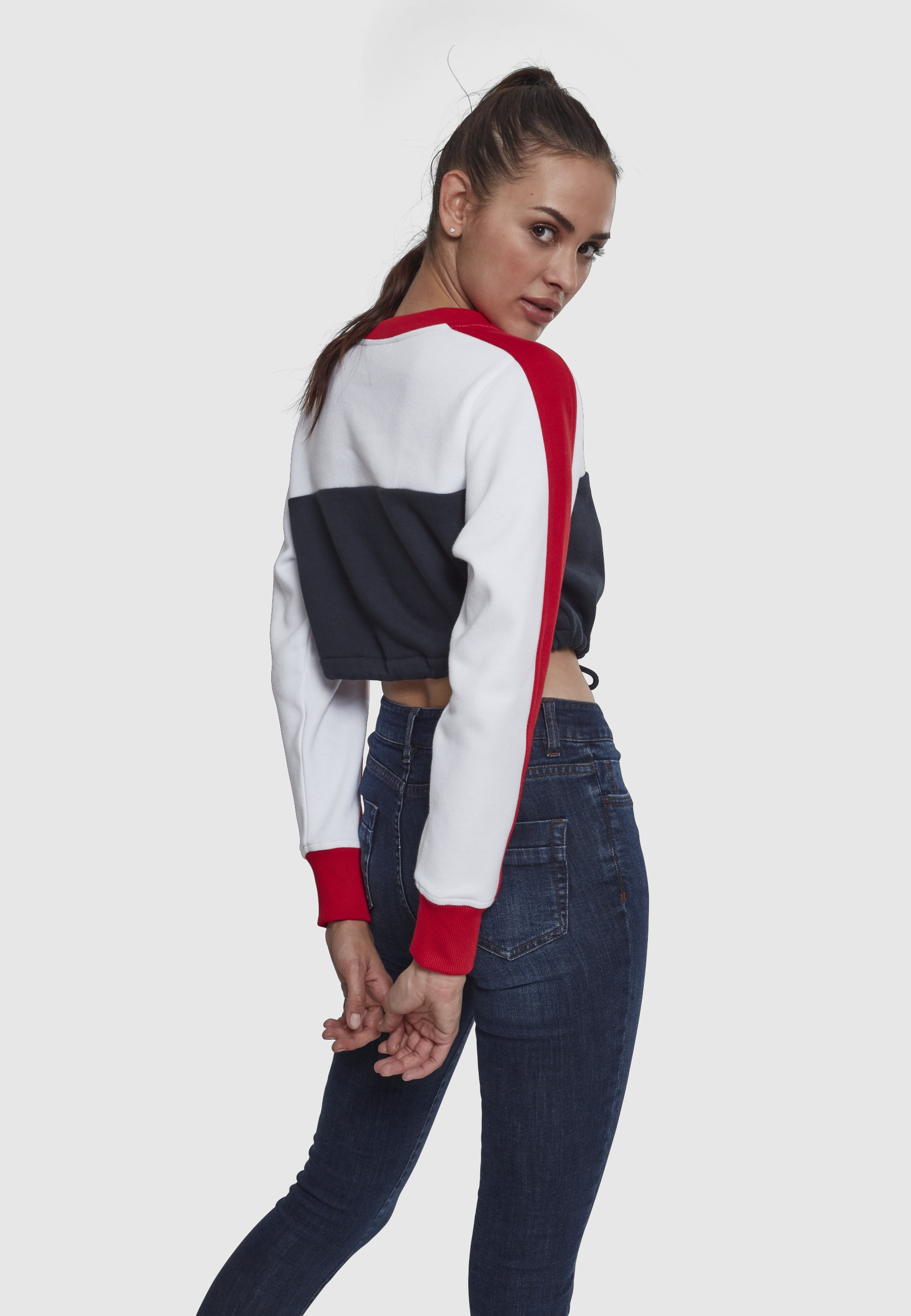 URBAN CLASSICS Sweatshirt »Urban Classics Damen Ladies Cropped 3-Tone Stripe Crew«, 1 Stk.
