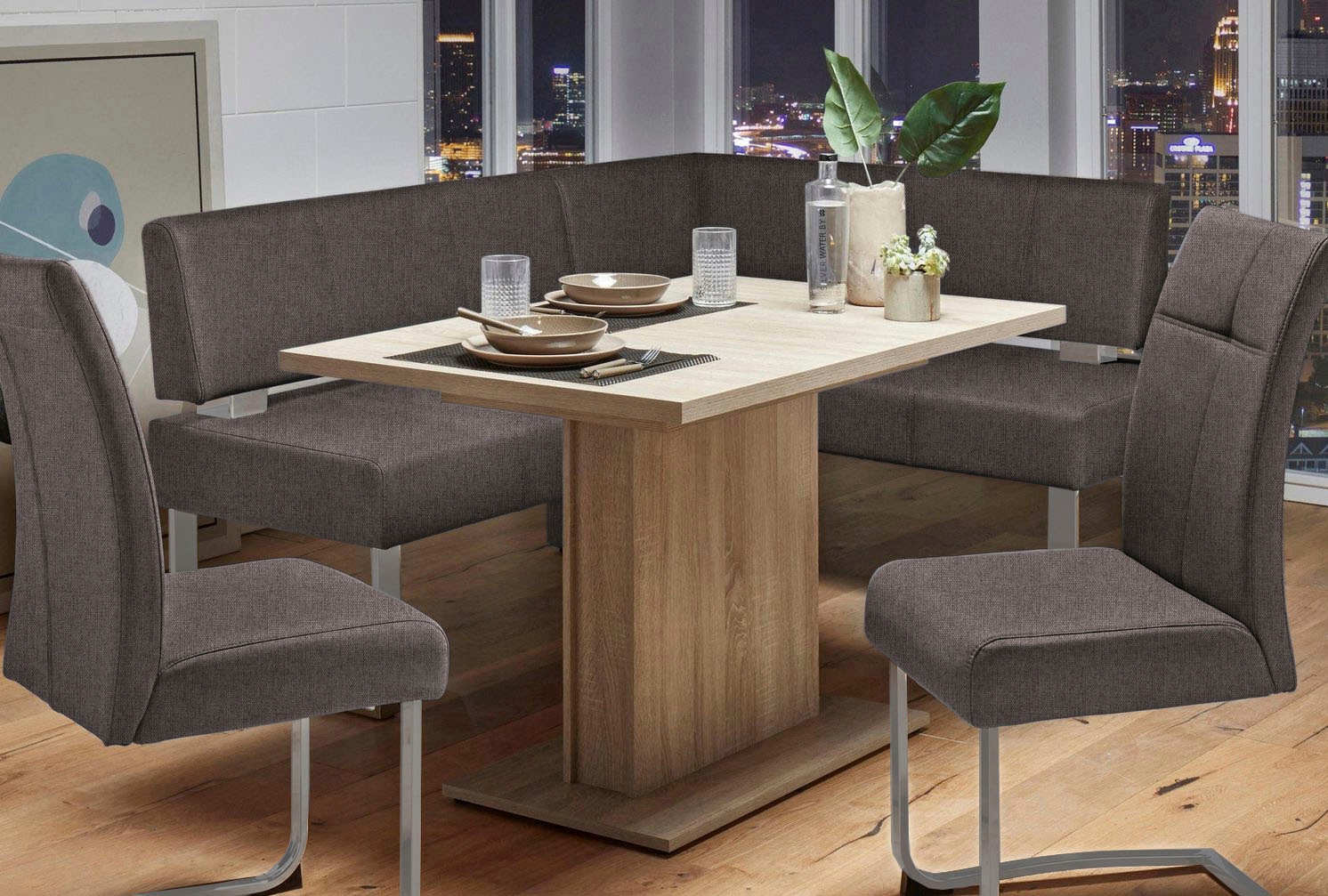 OTTO Home Rab Corner Bench Dark Brown 180x140cm 3