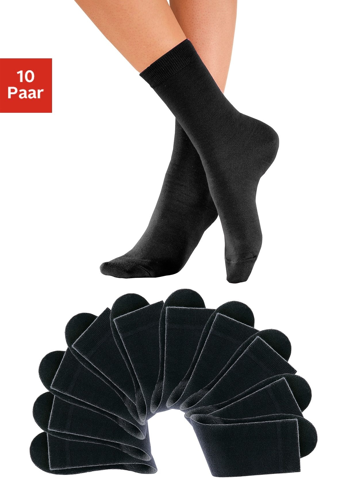 H.I.S Freizeitsocken Packung, 10 Stk. tlg. mit weichen Rippbündchen günstig online kaufen