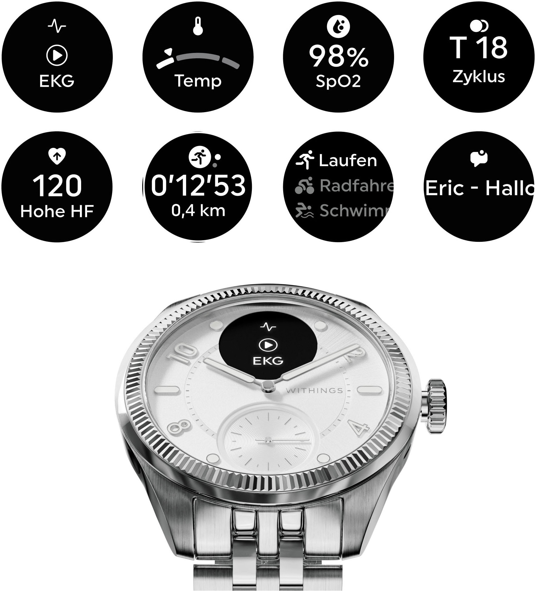 Withings Smartwatch »ScanWatch Nova Brilliant Edition 39mm«, (1.6 cm / 0.63 Zoll),)