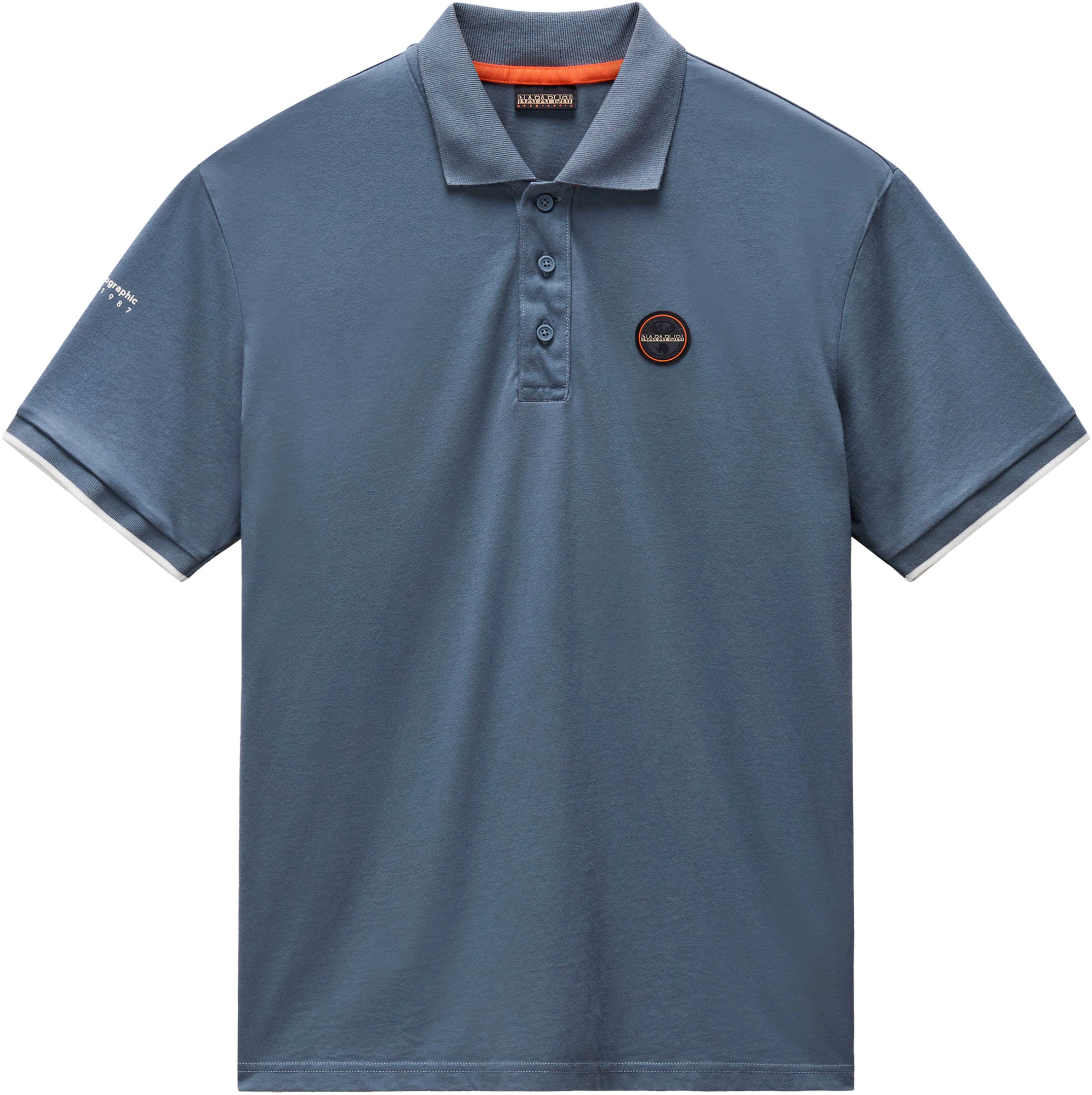 Napapijri "E-BADGE SUM" Kurzarm-Poloshirt, aus Baumwolle und Piqué, mit Rundhalsausschnitt