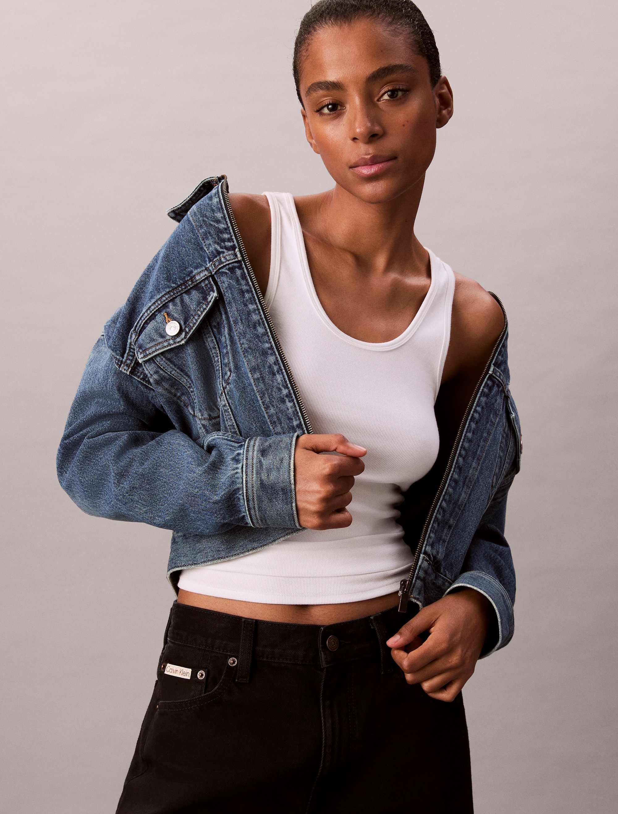 Calvin Klein Jeans Jeansjacke "DENIM CROPPED JACKET", ohne Kapuze, Mit Rndh günstig online kaufen