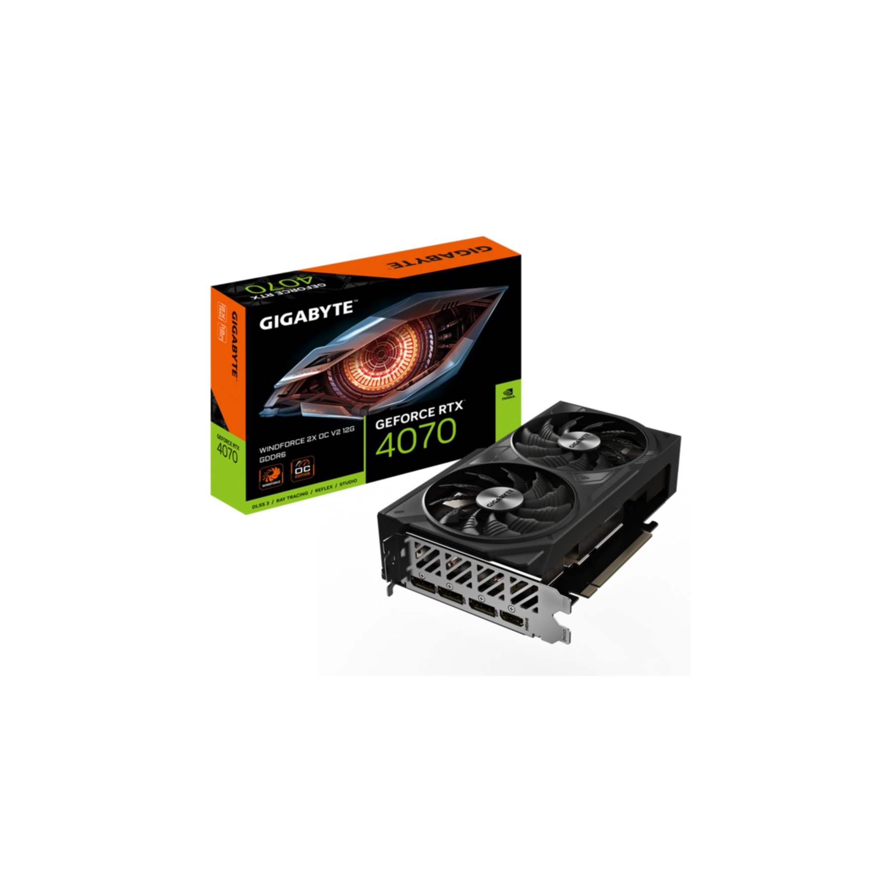 Gigabyte Grafikkarte »GeForce RTX 4070 WINDFORCE 2X OC V2 12G Grafikkarte - 12GB GDDR6, 192b«