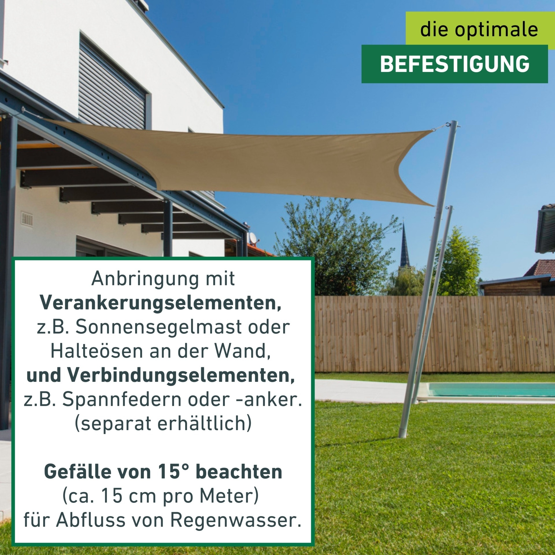 Windhager Sonnensegel »Cannes, Quadrat Segel zur Beschattung von Garten, Terrasse, Balkon« Sonnenschutz 4 x 4 m, erhältlich in anthrazit, grau, taupe oder weiß