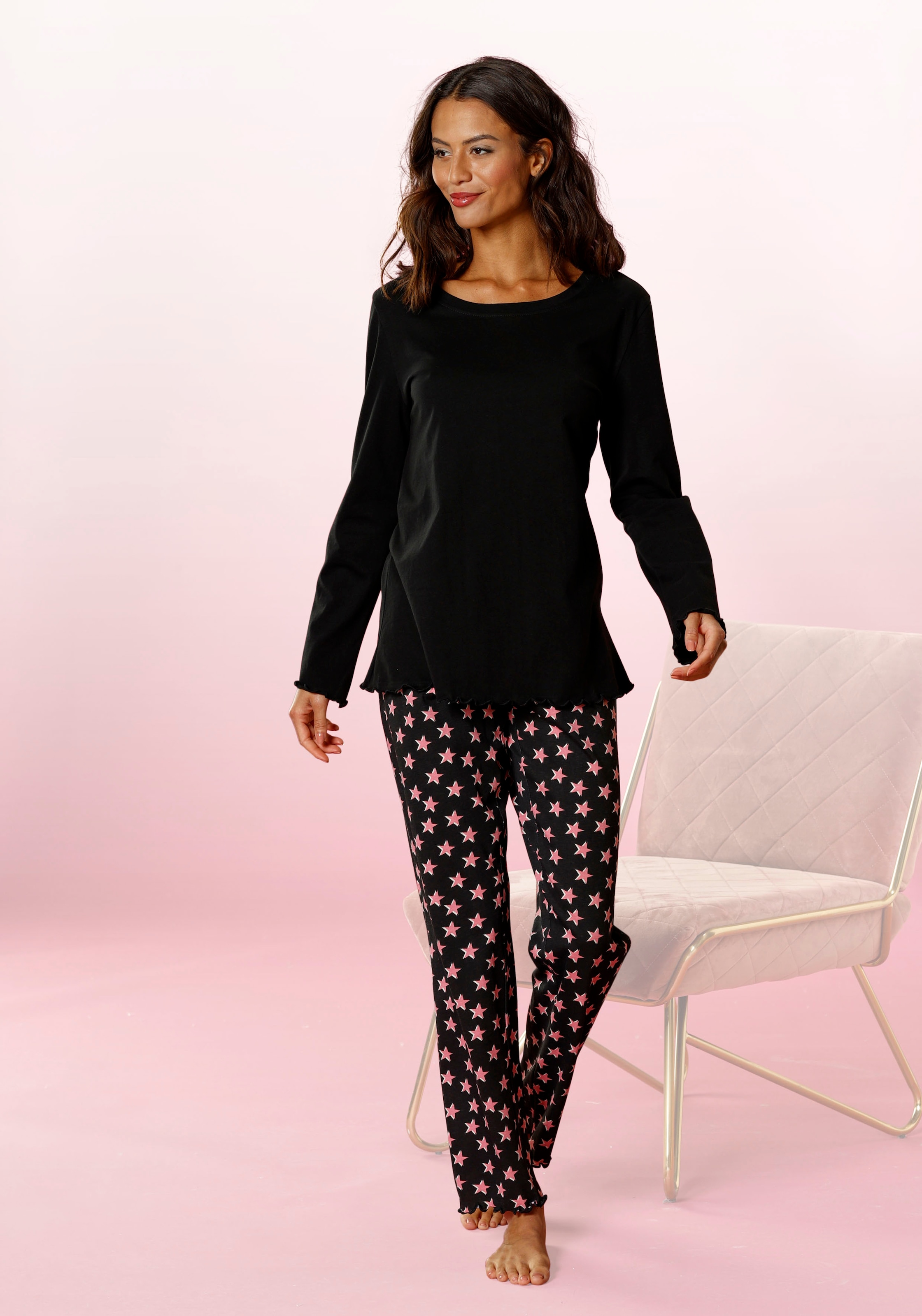 Vivance Dreams by Lascana Pyjama Set, 2 tlg. mit Sternchen-Druck