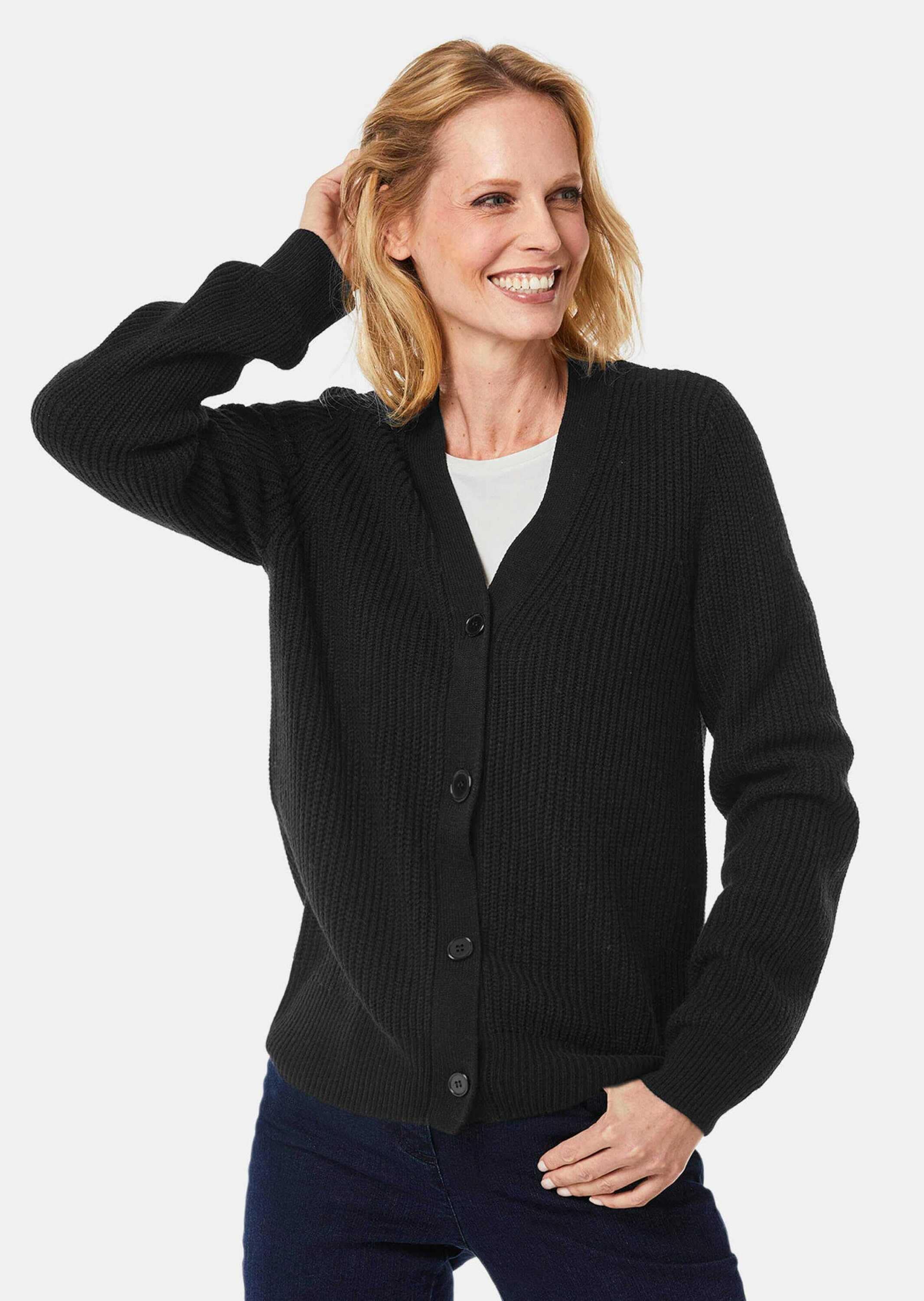 GOLDNER Strickjacke »Strickjacke Pflegeleichte Strickjacke in hochwertiger Rippenstruktur«
