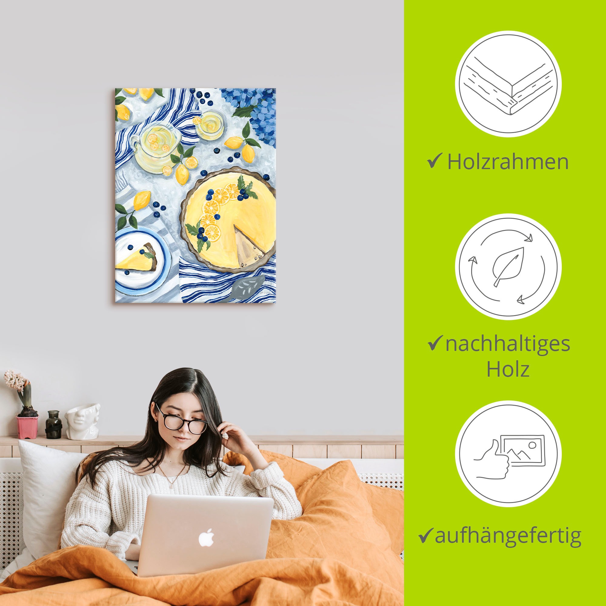 Wandbild ARTLAND "Summer Picnic I", farbe bild(er): gelb, B:90cm H:120cm, Bilder, als Alubild, Leinwandbild, Poster, Wandaufkleber in verschied. Größen 2