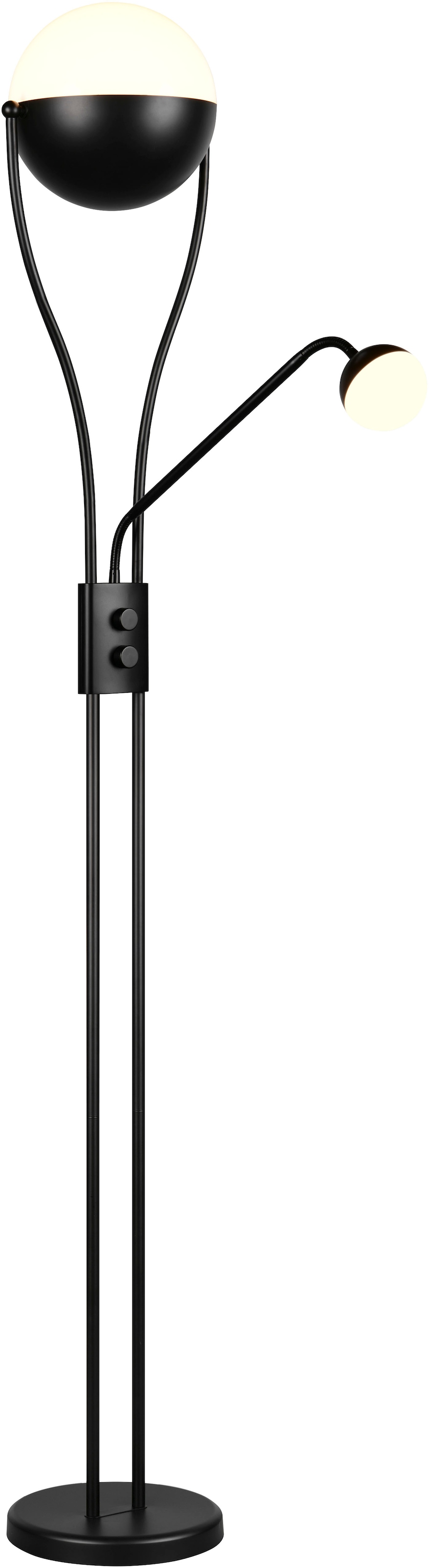 TRIO Leuchten LED Stehlampe »CHRIS, LED Stehleuchte Höhe 180cm, mit Lesearm, Drehdimmer«, 2 flammig, Leuchtmittel LED-Board-LED-Board | LED fest integriert-LED fest integriert, flexibles Leselicht getrennt schalten + dimmen, warmweißes Licht 3000K