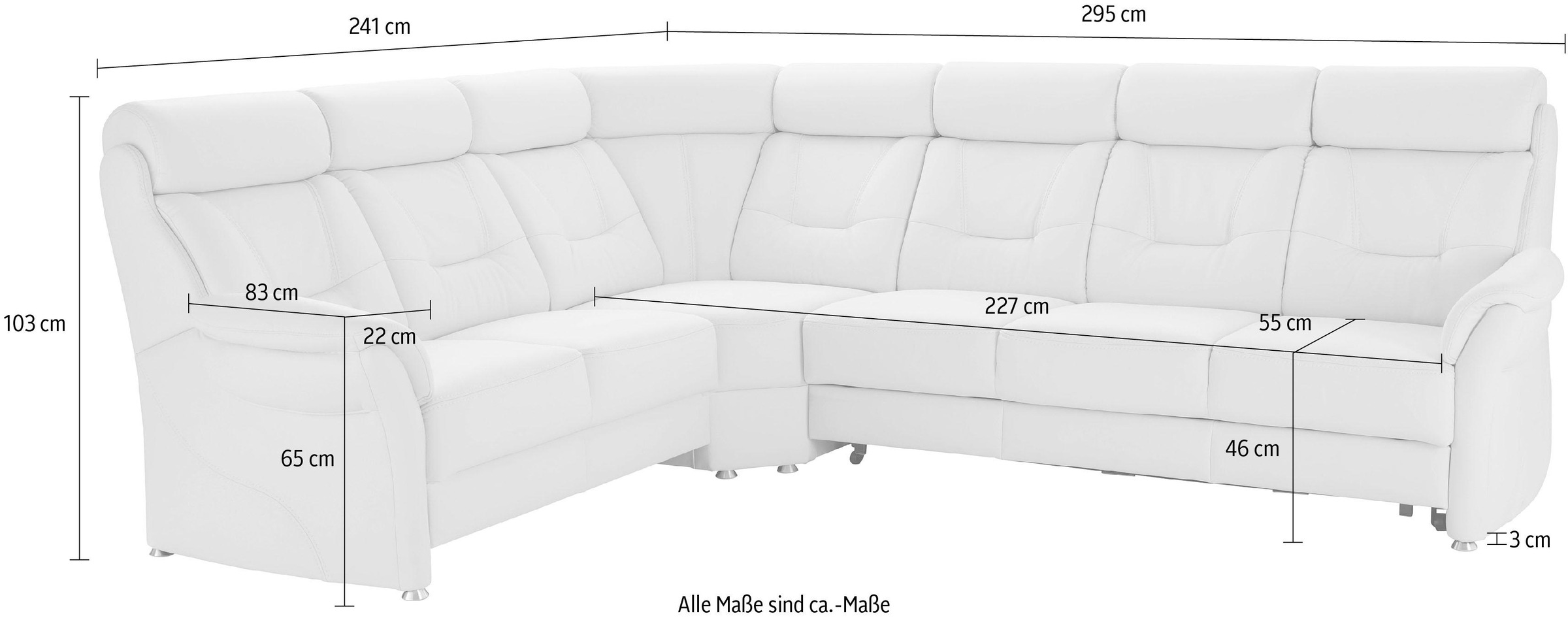 Places of Style Ecksofa »Sardinien L-Form«, mit Kopfteilverstellung, wahlweise mit Bettfunktion