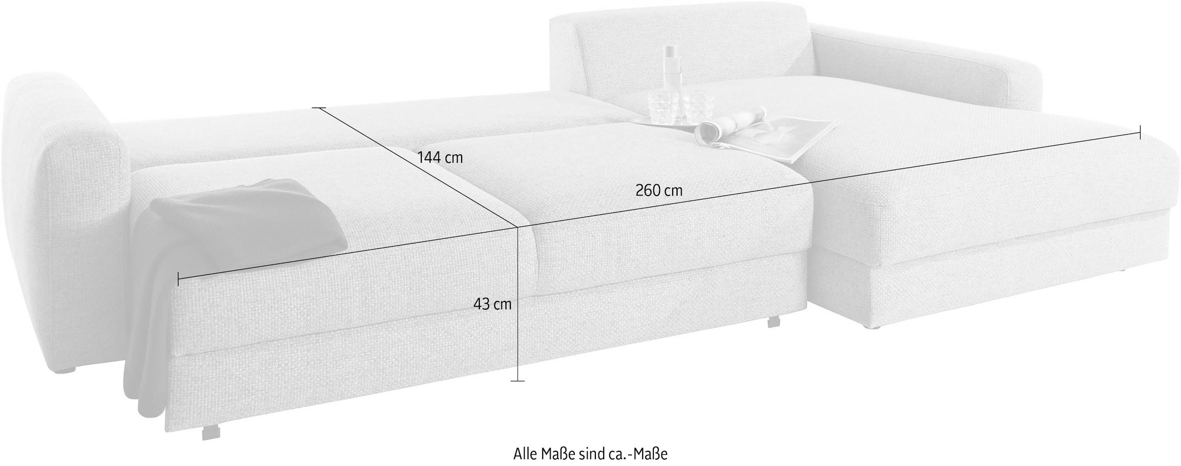 Places of Style Ecksofa »Bloomfield, bequem und elegant, OTTOs Choice, L-Form«, wahlweise mit Bettfunktion und Bettkasten