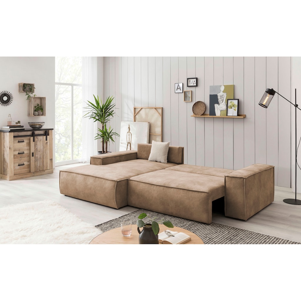 Ecksofa SHERWOOD Schlafsofa, mit Bettkasten, Cord-Bezug