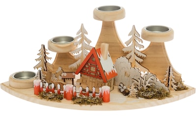 my home Teelichthalter »Weihnachtsdeko«, (1 St.), Winterlandschaft aus Holz kaufen