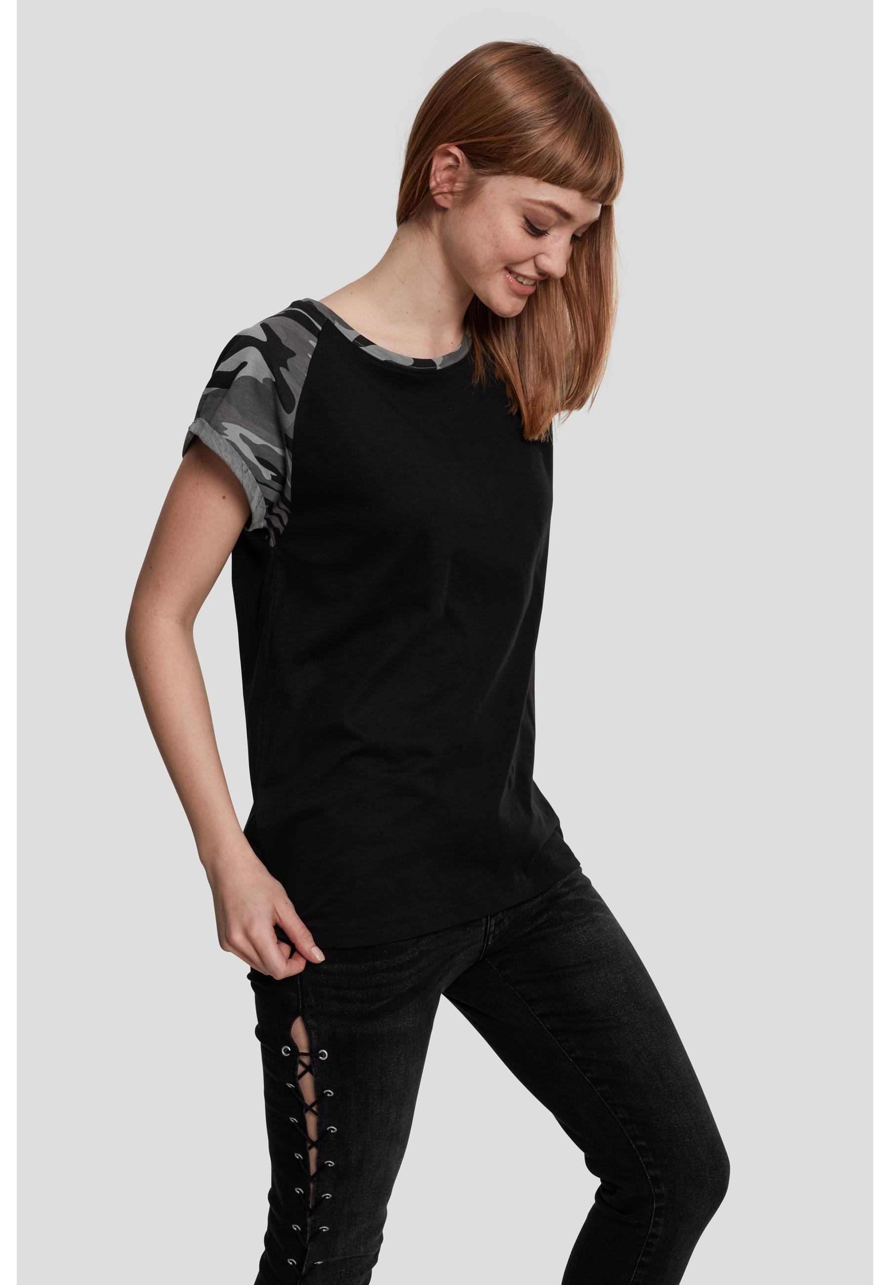 URBAN CLASSICS Kurzarmshirt »Urban Classics Damen Ladies Contrast Raglan Tee«, (1 tlg.)