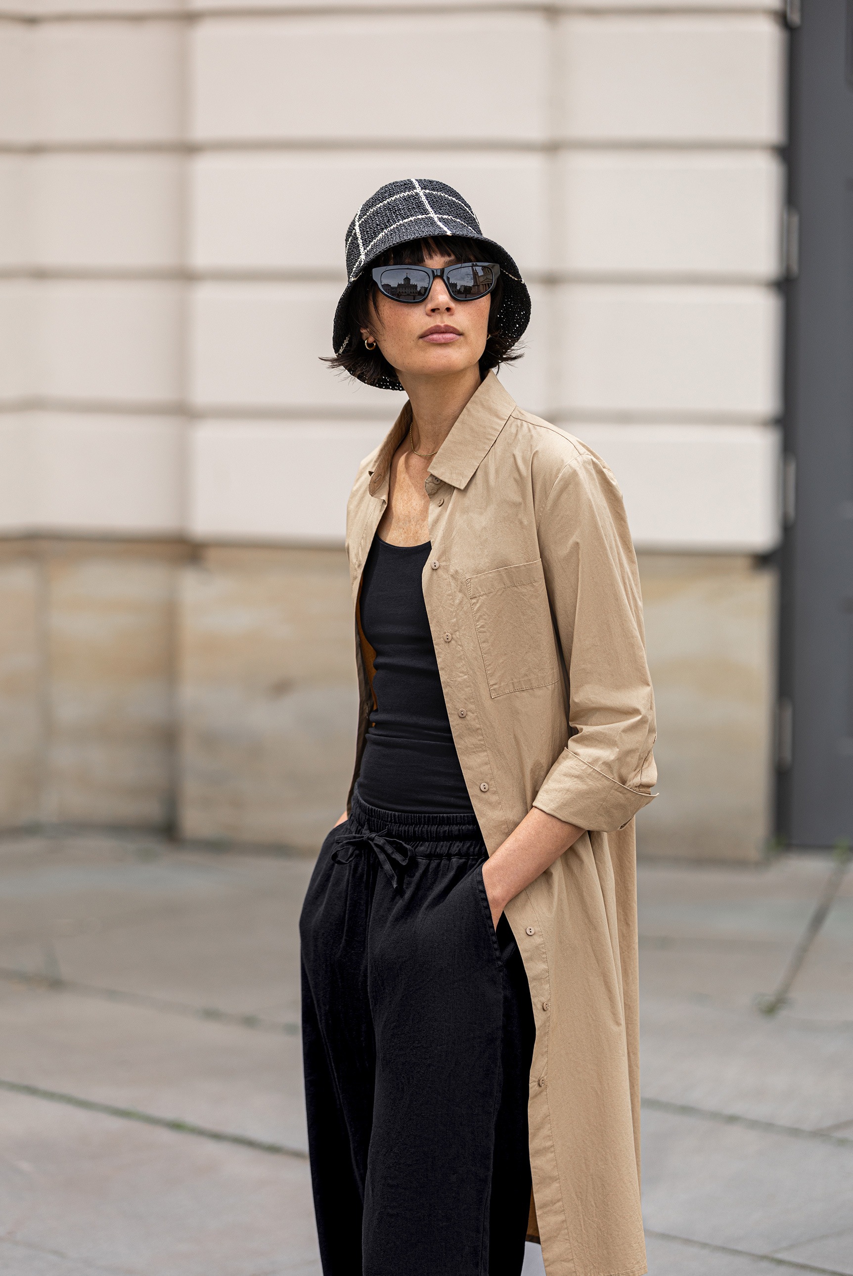 SENSES.THE LABEL Sommerkleid Brusttasche aus Baumwolle