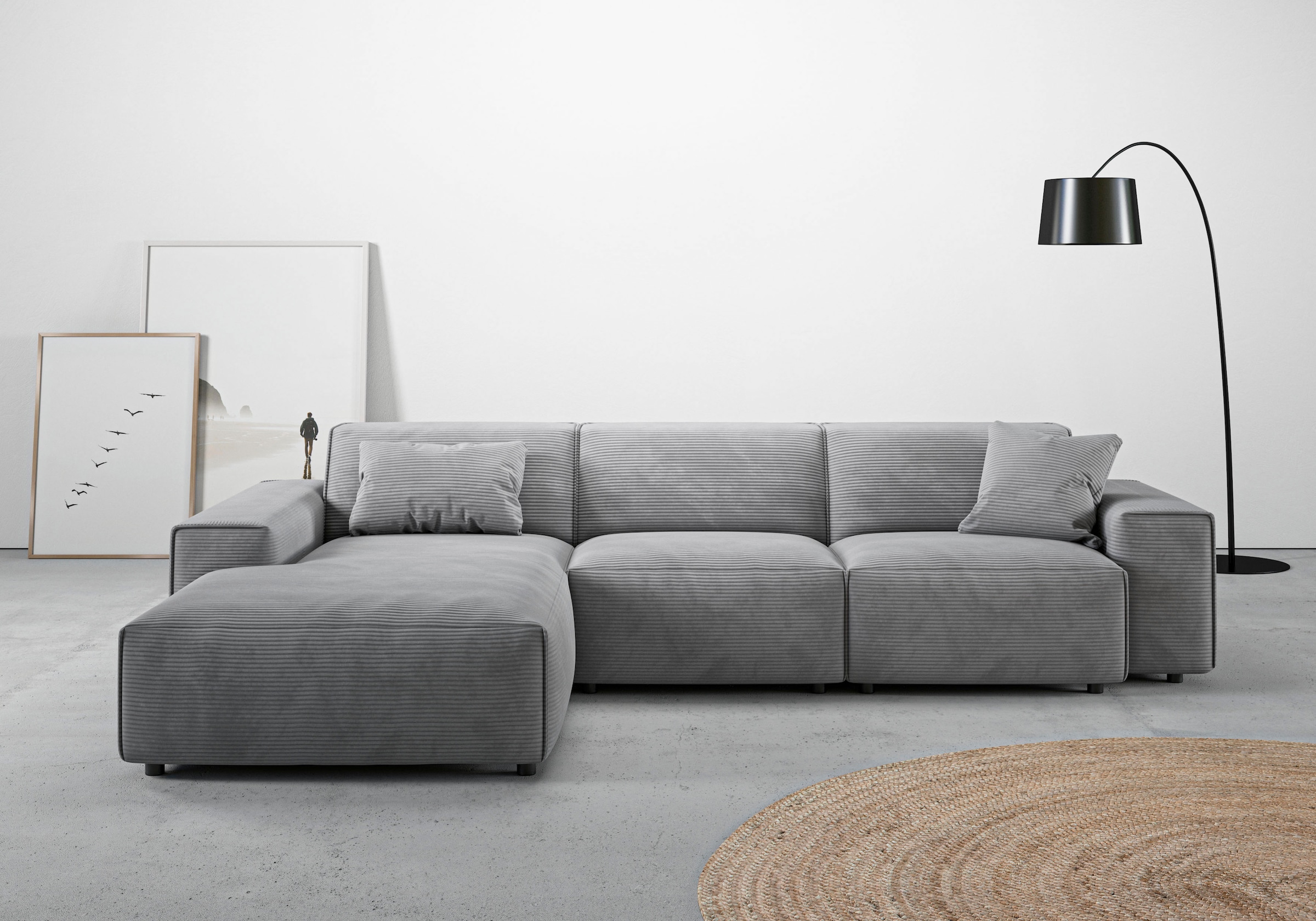 Home affaire Ecksofa "Glimminge auch in Breitcord, Feincord, Bouclé + Easy care-Bezug" L-Form, Breite 294, Zierkissen