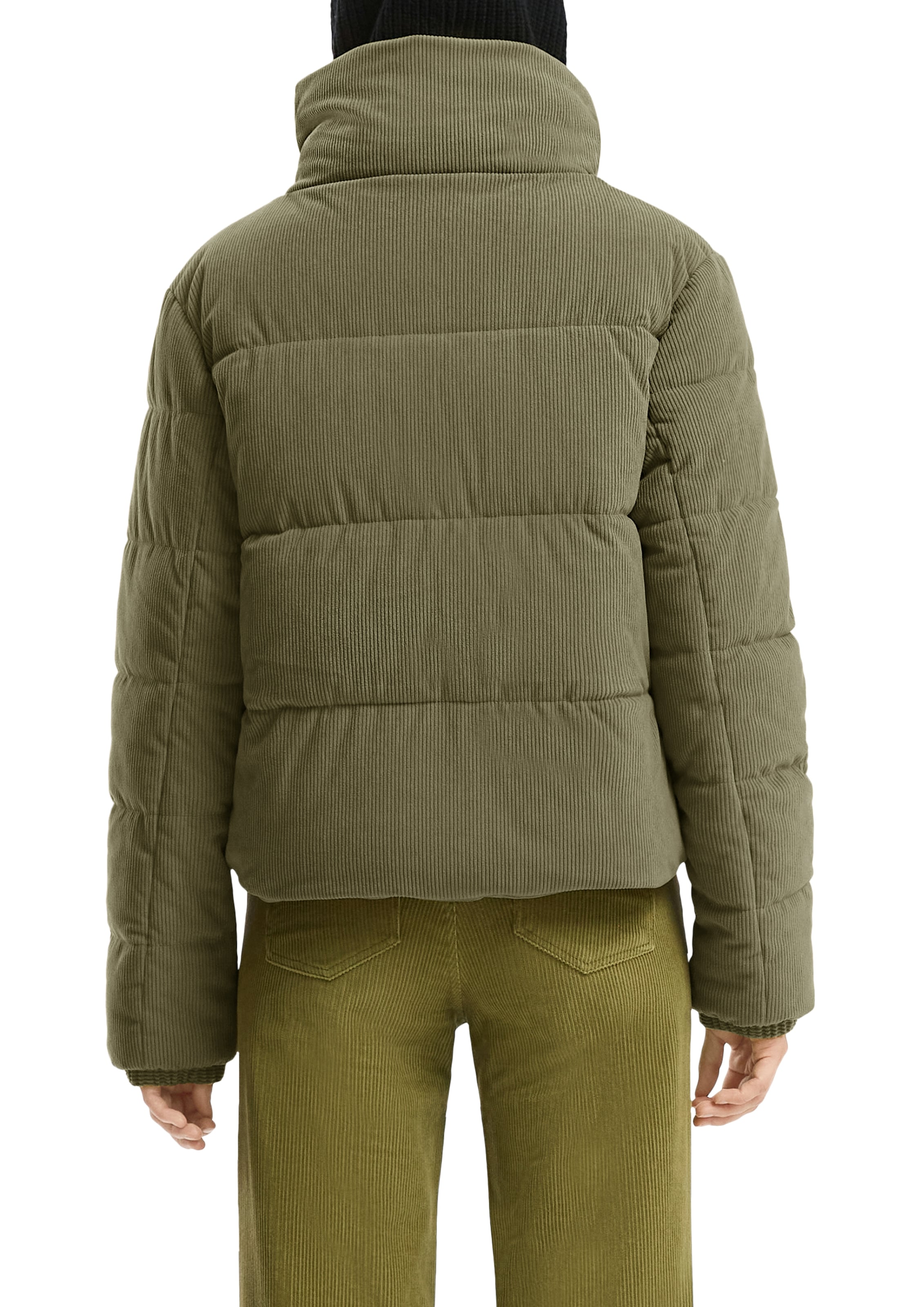 QS Steppjacke, ohne Kapuze, kurz, aus Cord und mit Stehkragen
