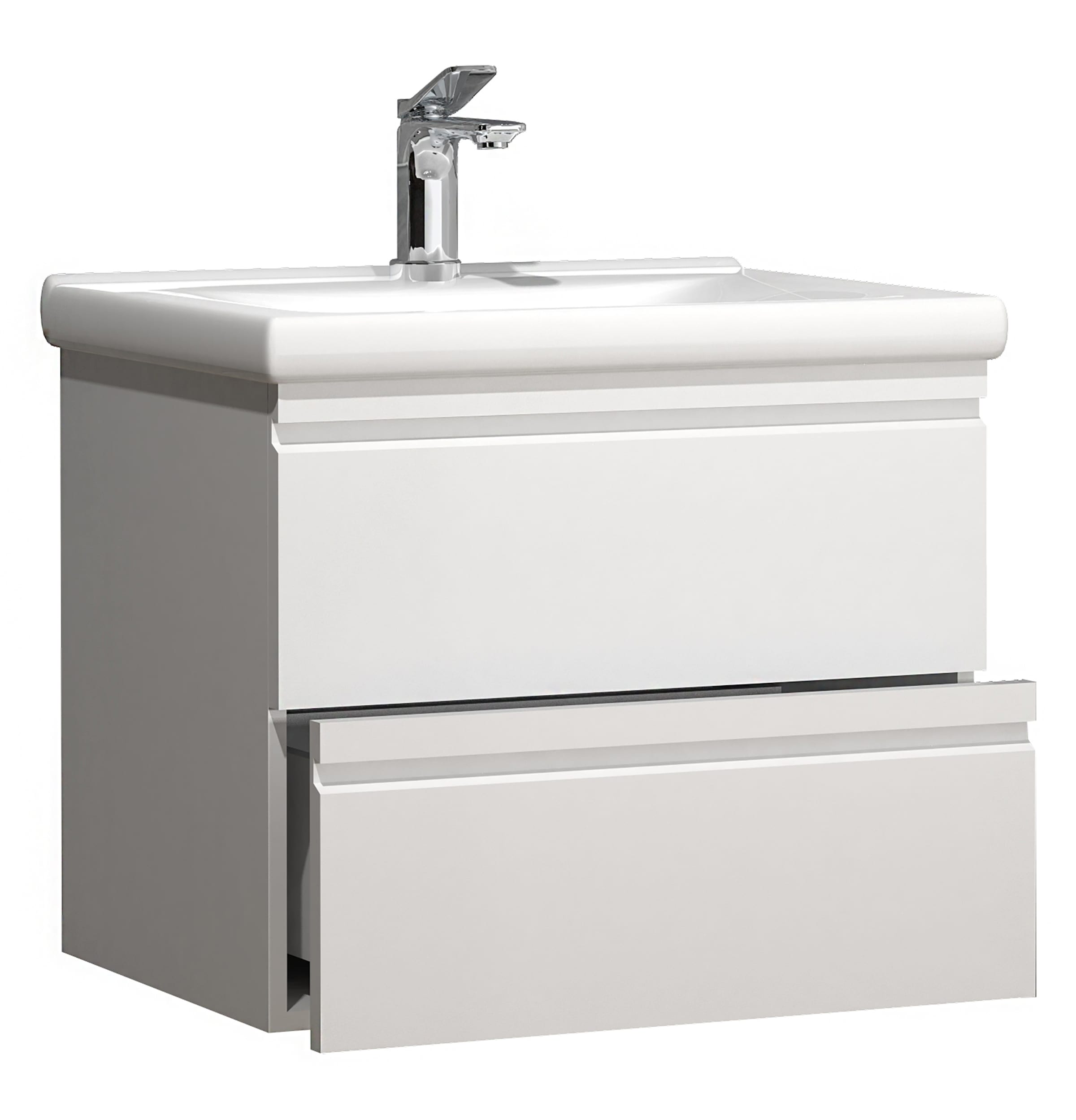 VCM Waschbeckenunterschrank »VCM 2-tlg. Waschplatz Waschtisch 60 cm Badmöbel Set Waschbecken grifflose Schublade Silora L«, (2 St.)