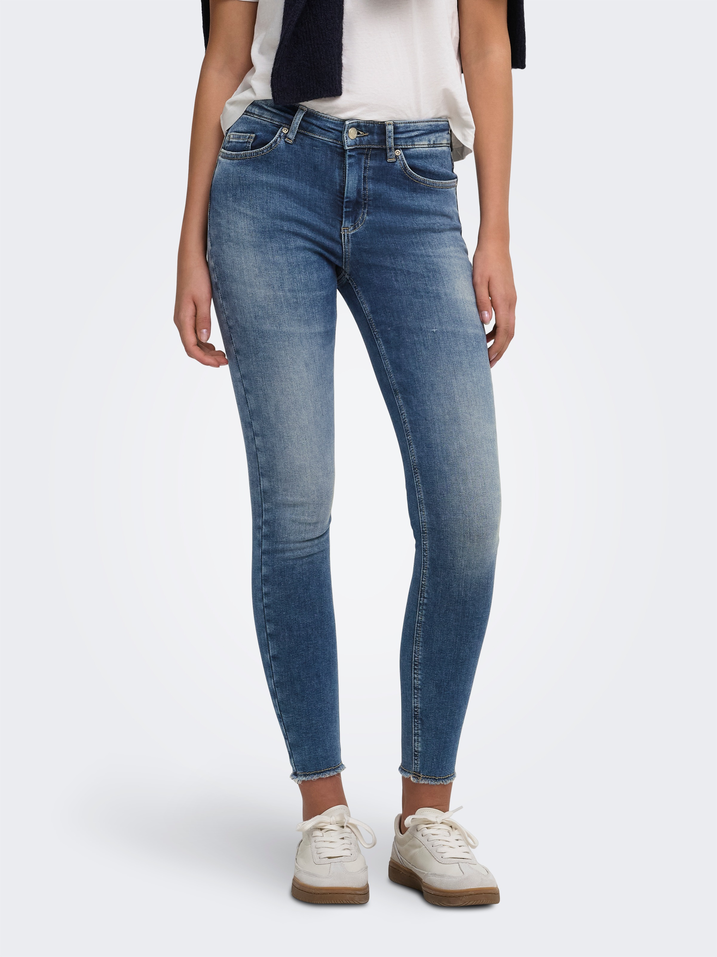 ONLY "ONLBLUSH MID SK ANK RW DNM DOT622 NOOS" Baumwollmischung, skinny fit