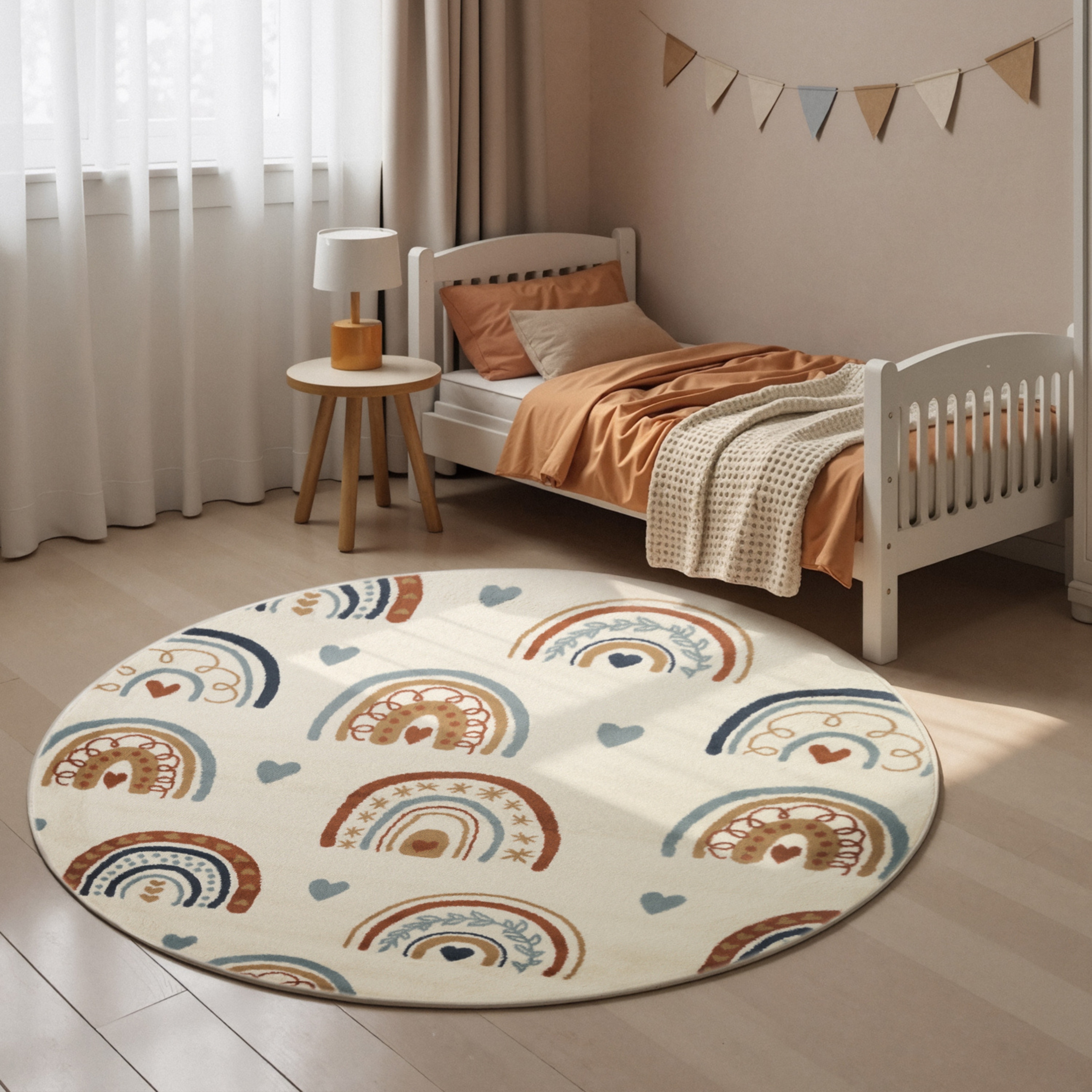 HANSE Home Kinderteppich "Bowie" rund 10 mm Höhe Pflegeleicht, Weich, Kinderzimmer, Spielteppich, Spielunterlage
