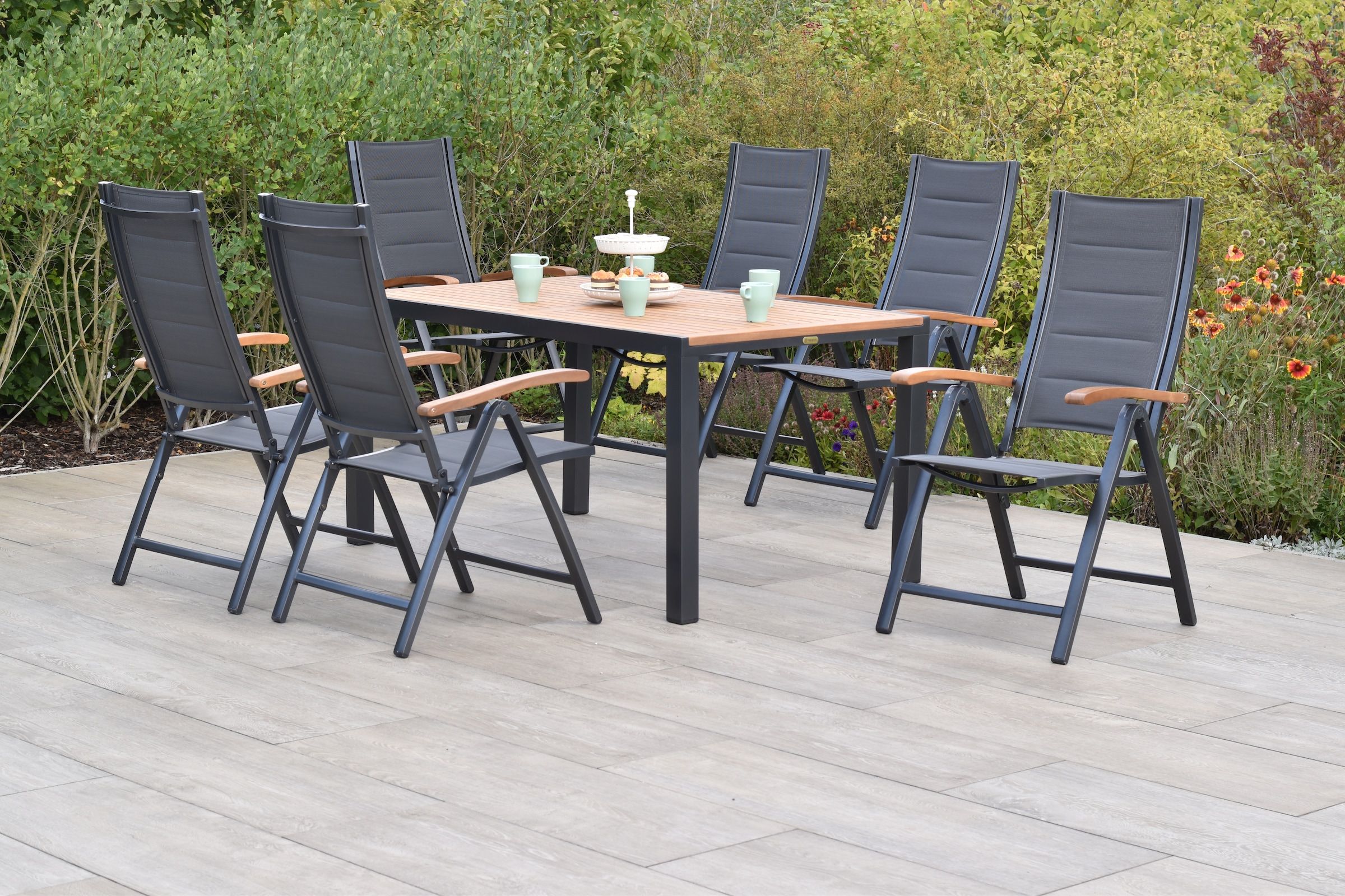 MERXX Garten-Essgruppe ""Paxos"", (Set, 7 tlg., 5-fach verstellbare Rückenl günstig online kaufen