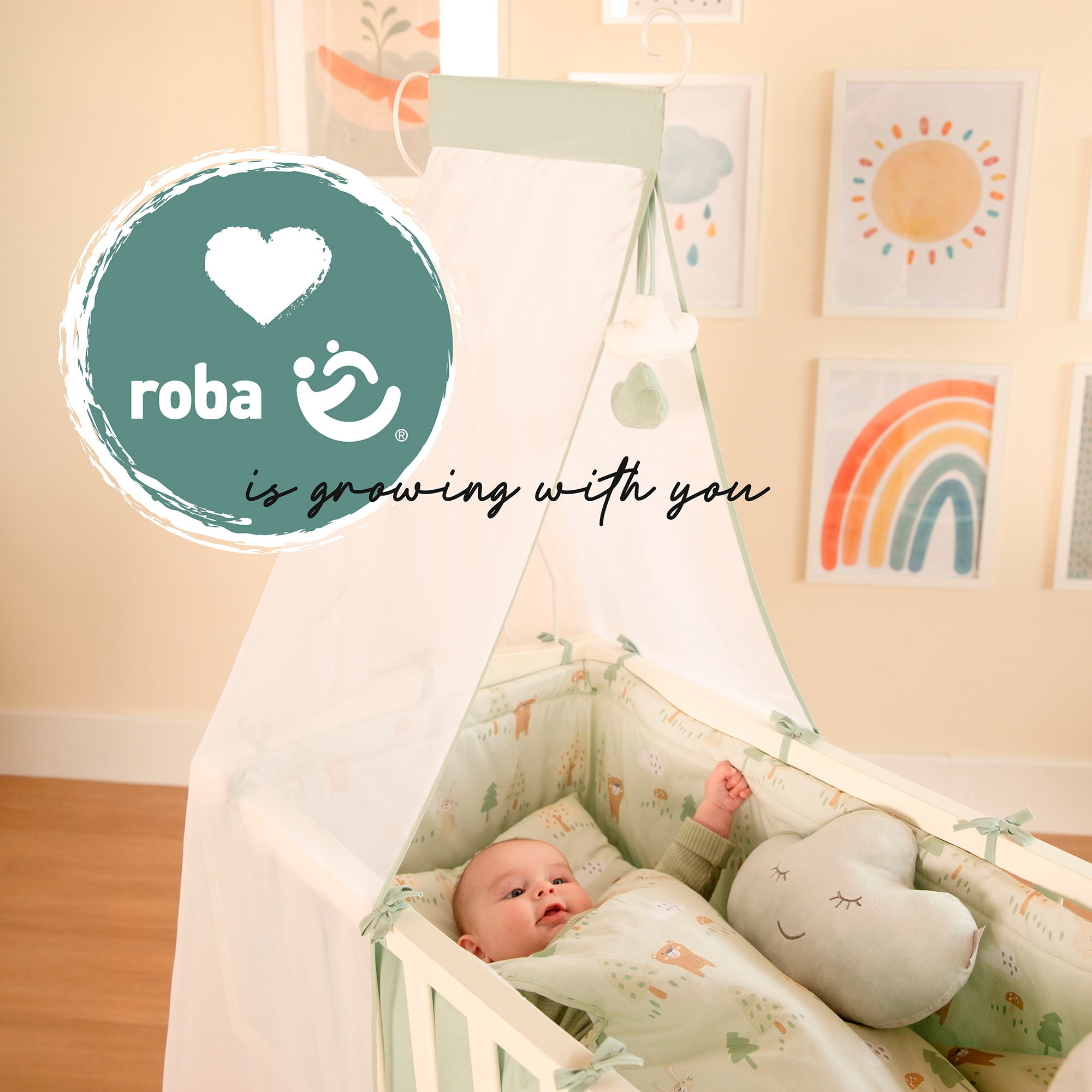 roba® Stubenbett »Woodland Buddies, Komplettwiegenset«, mit Komplettausstattung
